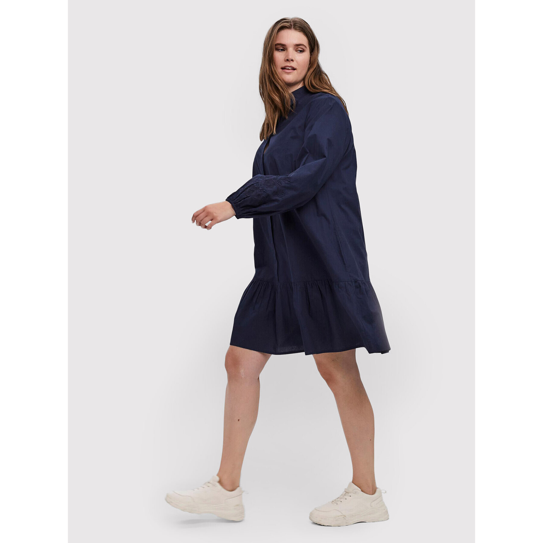 Vero Moda Curve Košilové šaty Abby 10252780 Tmavomodrá Regular Fit - Pepit.cz