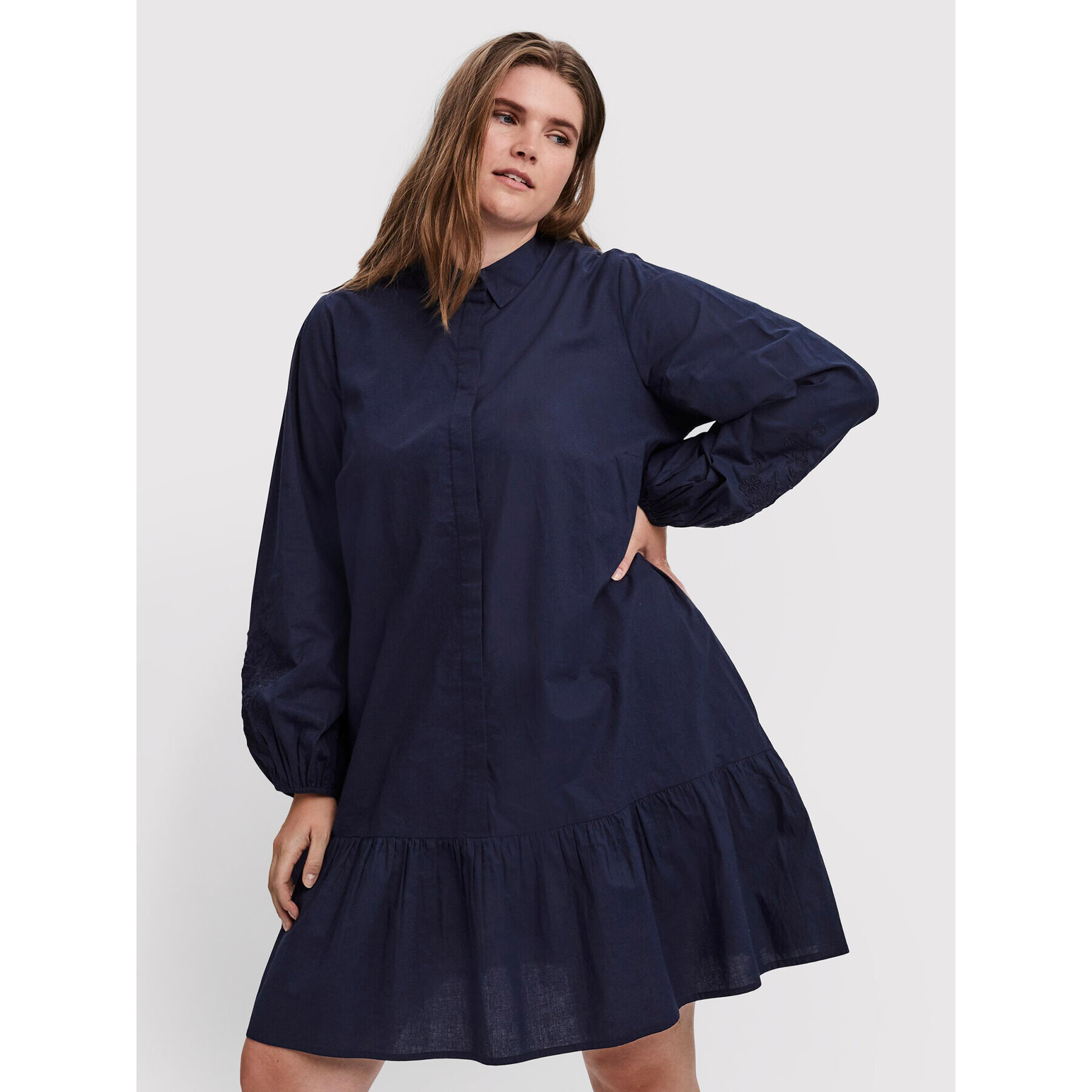 Vero Moda Curve Košilové šaty Abby 10252780 Tmavomodrá Regular Fit - Pepit.cz