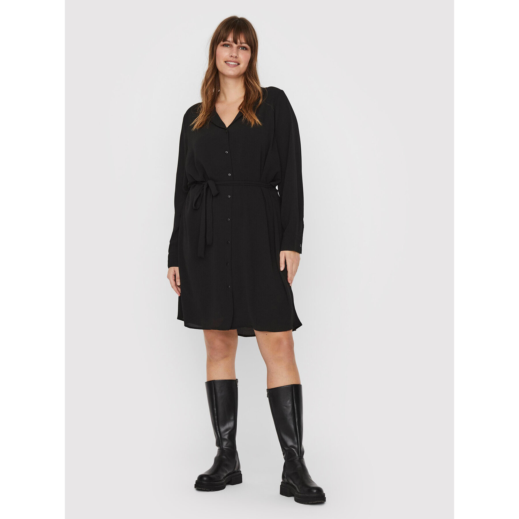 Vero Moda Curve Košilové šaty Saga 10245512 Černá Regular Fit - Pepit.cz