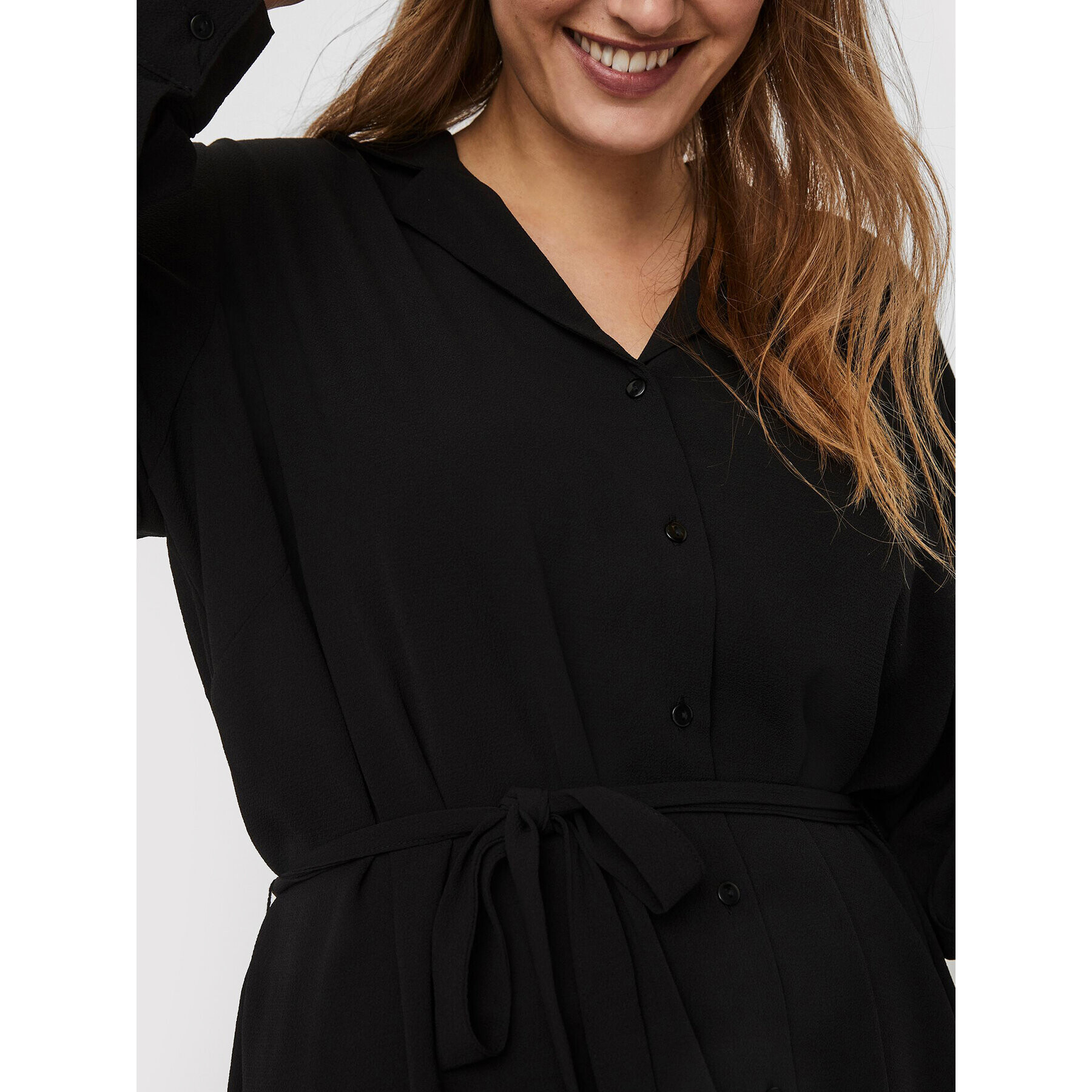 Vero Moda Curve Košilové šaty Saga 10245512 Černá Regular Fit - Pepit.cz