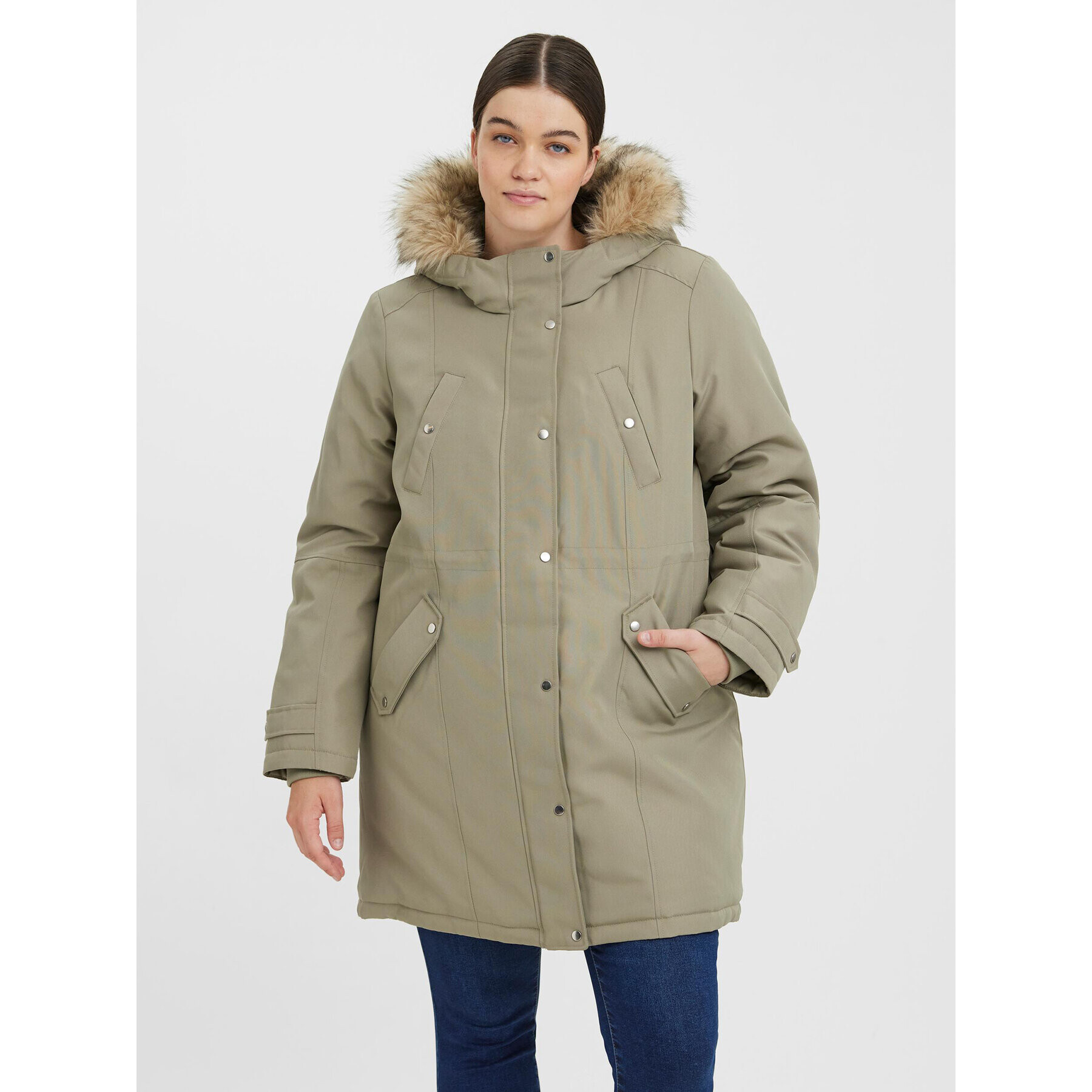 Vero Moda Curve Parka Trok 10267442 Zelená Regular Fit - Pepit.cz