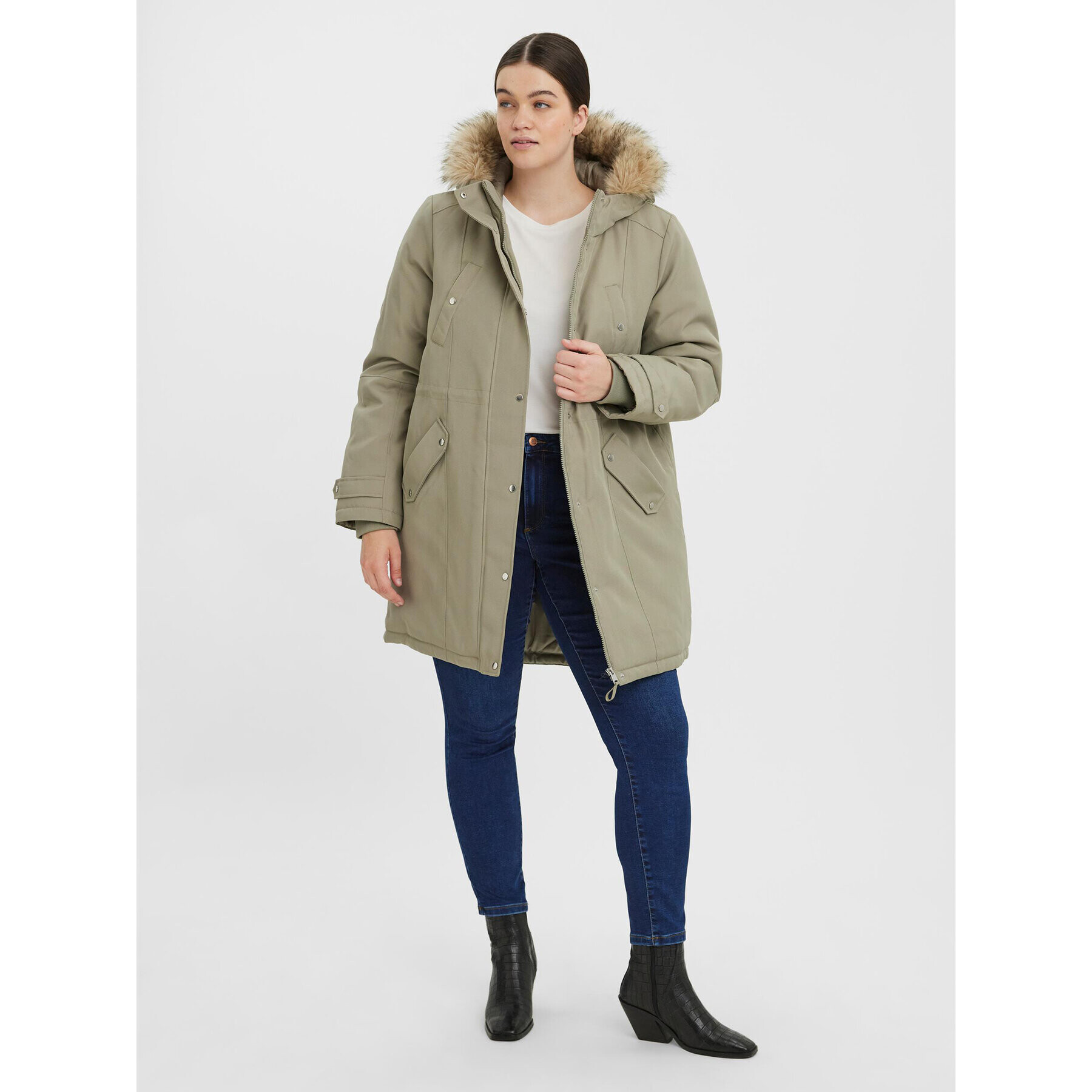 Vero Moda Curve Parka Trok 10267442 Zelená Regular Fit - Pepit.cz