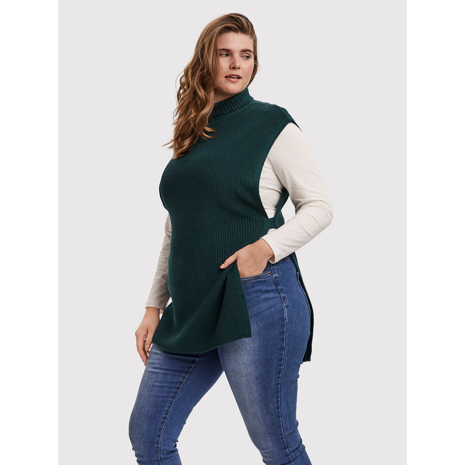 Vero Moda Curve Svetr Myrna 10252749 Zelená Regular Fit - Pepit.cz