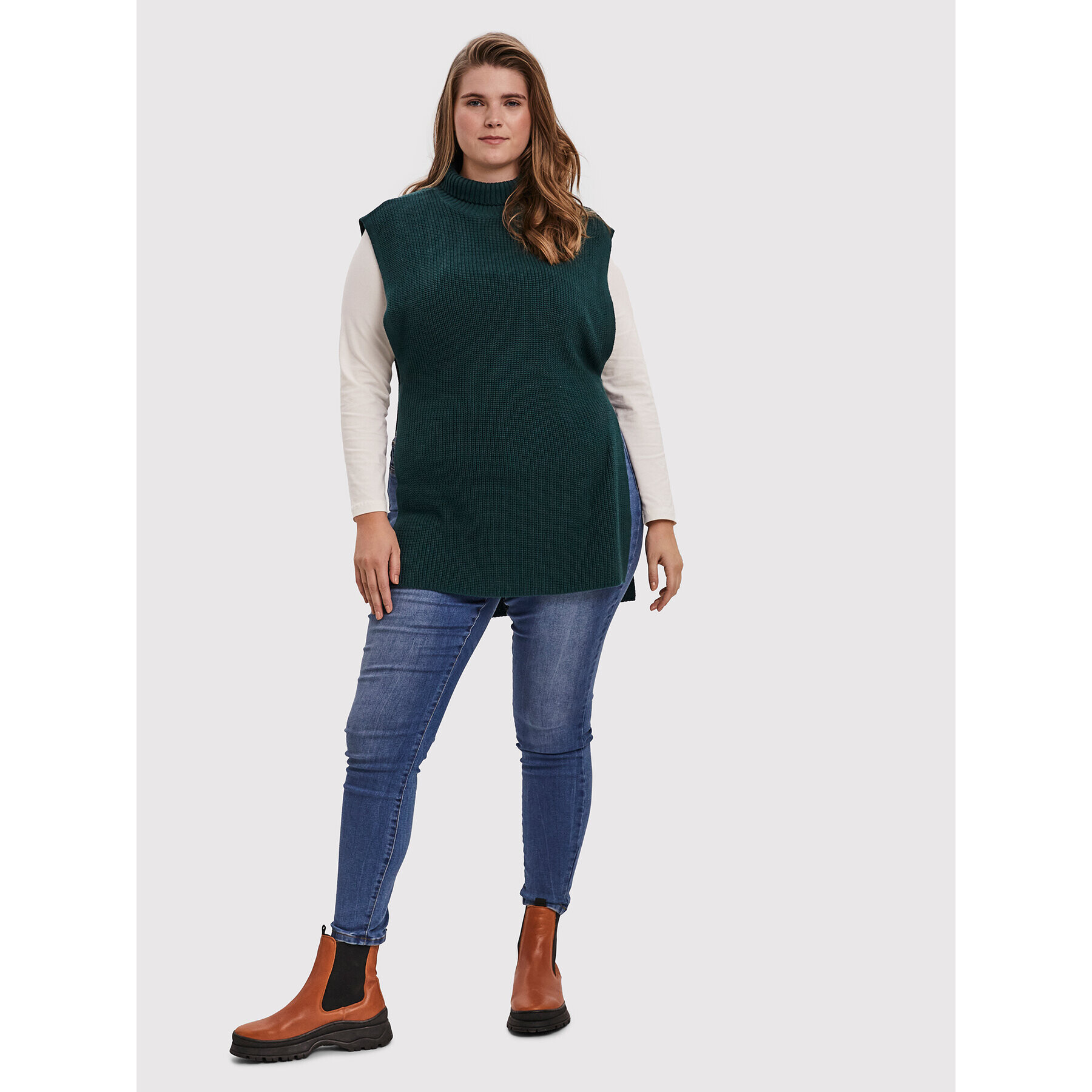 Vero Moda Curve Svetr Myrna 10252749 Zelená Regular Fit - Pepit.cz