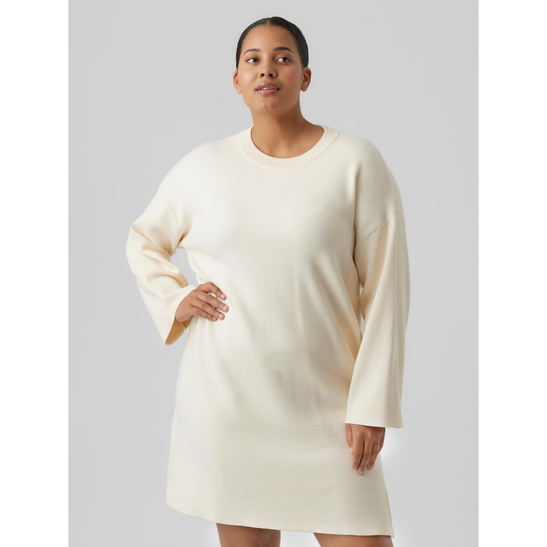 Vero Moda Curve Úpletové šaty Gold 10279542 Béžová Regular Fit - Pepit.cz