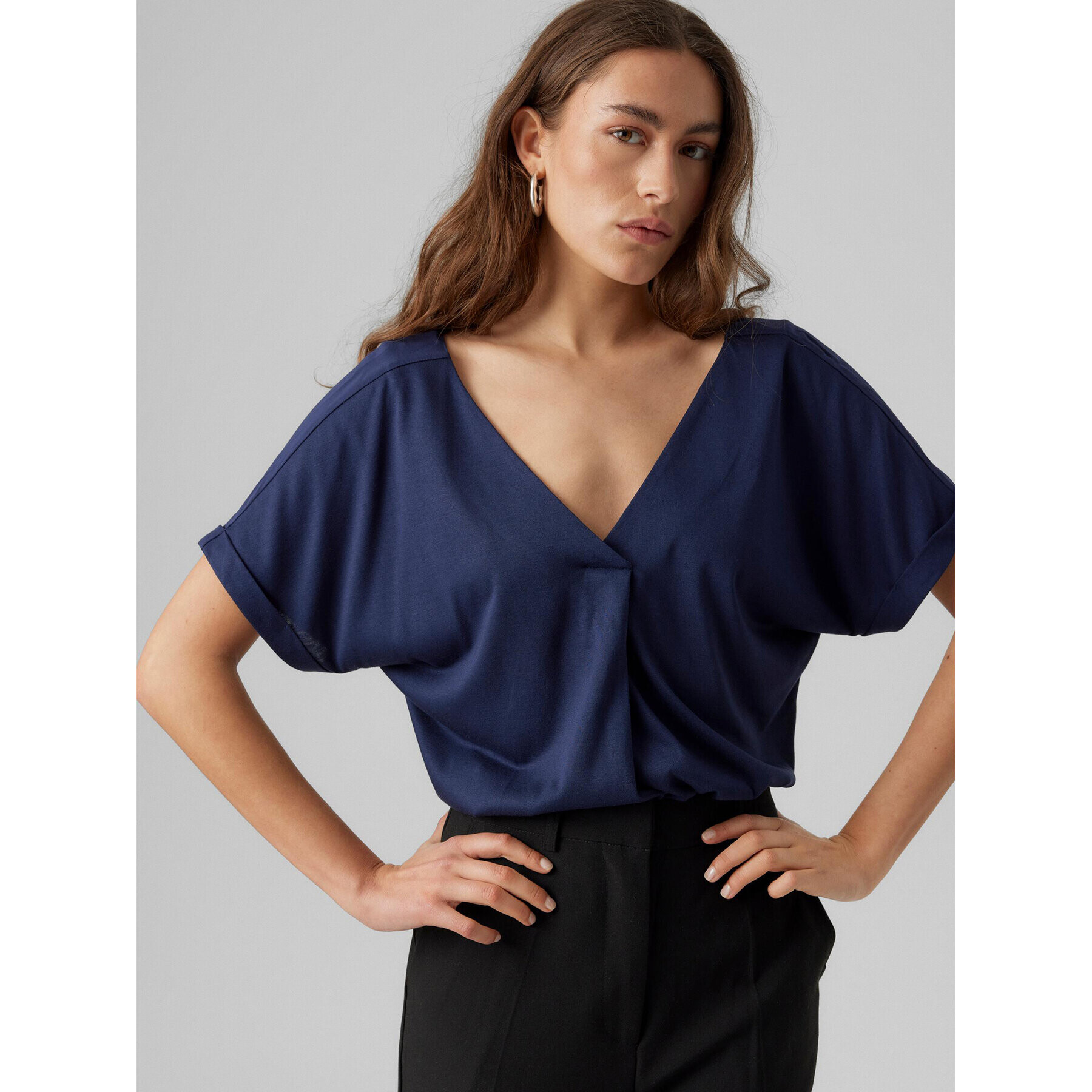 Vero Moda Halenka Flia 10288373 Tmavomodrá Wide Fit - Pepit.cz