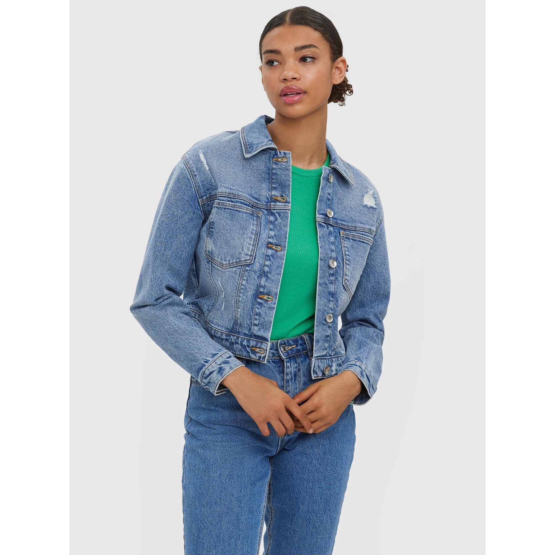 Vero Moda Jeansová bunda Brenda 10265282 Modrá Regular Fit - Pepit.cz