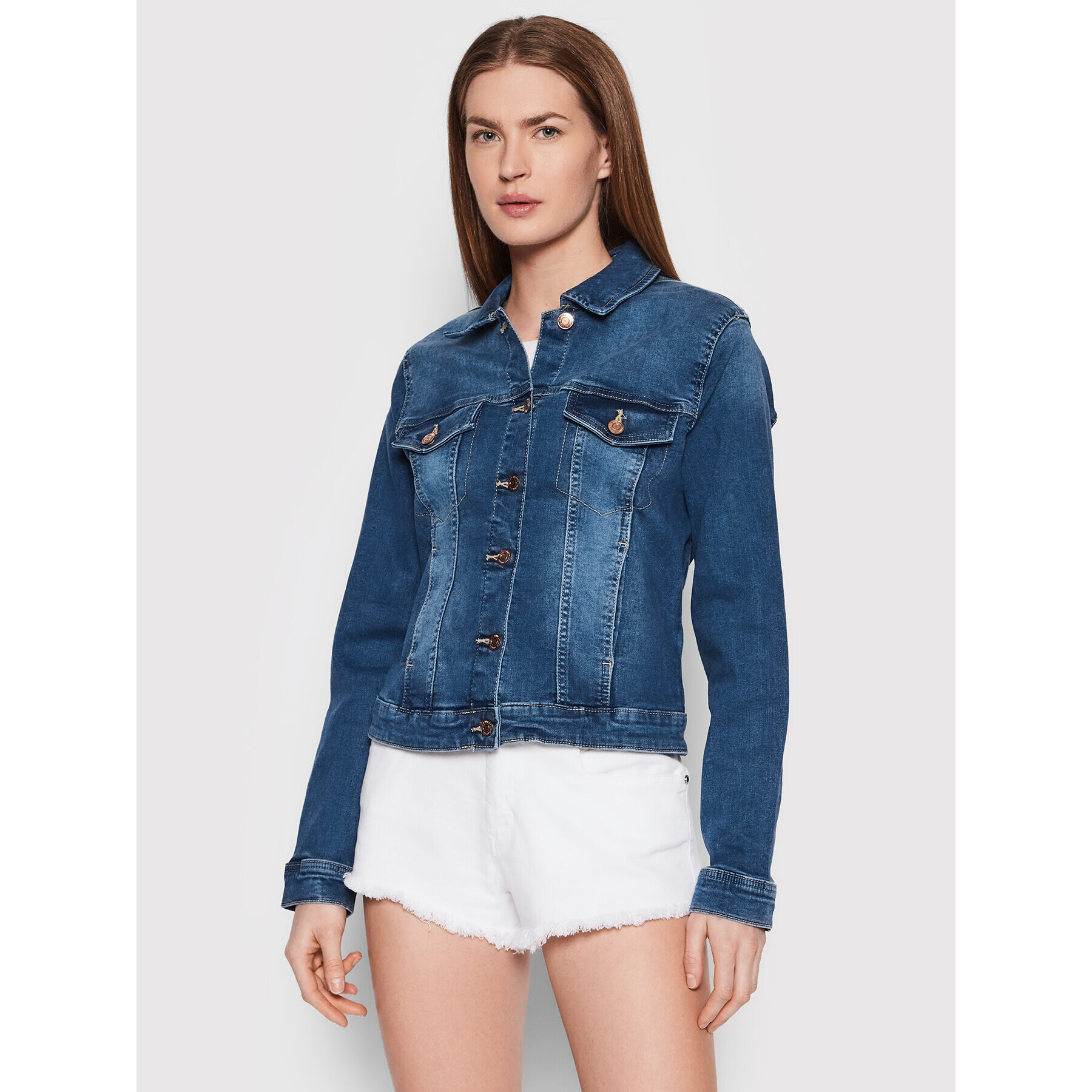 Vero Moda Jeansová bunda Tine 10248564 Modrá Regular Fit - Pepit.cz