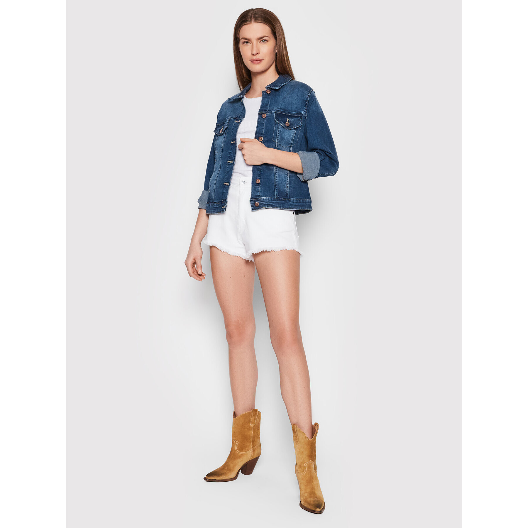 Vero Moda Jeansová bunda Tine 10248564 Modrá Regular Fit - Pepit.cz