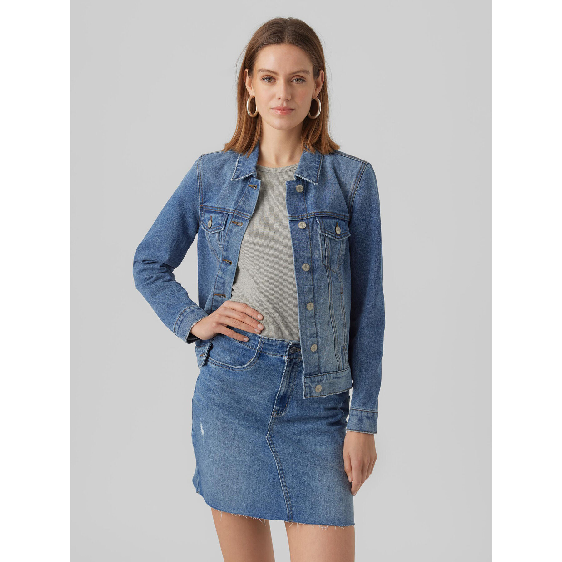 Vero Moda Jeansová bunda Zorica 10279789 Modrá Regular Fit - Pepit.cz