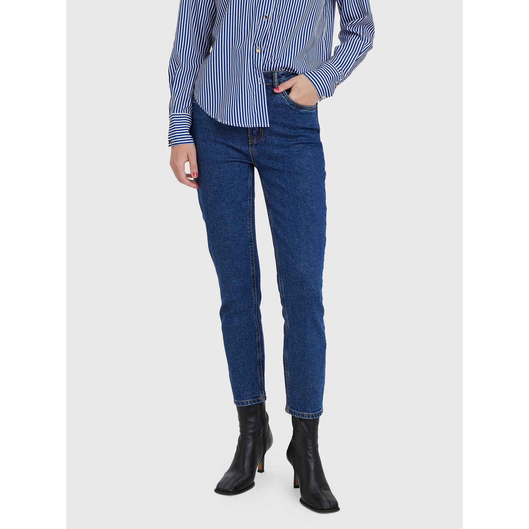 Vero Moda Jeansy Brenda 10268434 Tmavomodrá Straight Fit - Pepit.cz