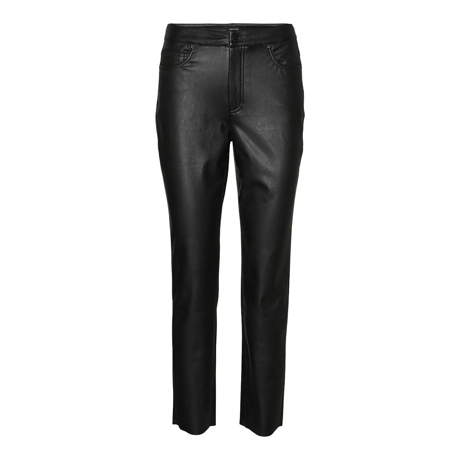 Vero Moda Kalhoty z imitace kůže Brenda 10268460 Černá Straight Fit - Pepit.cz