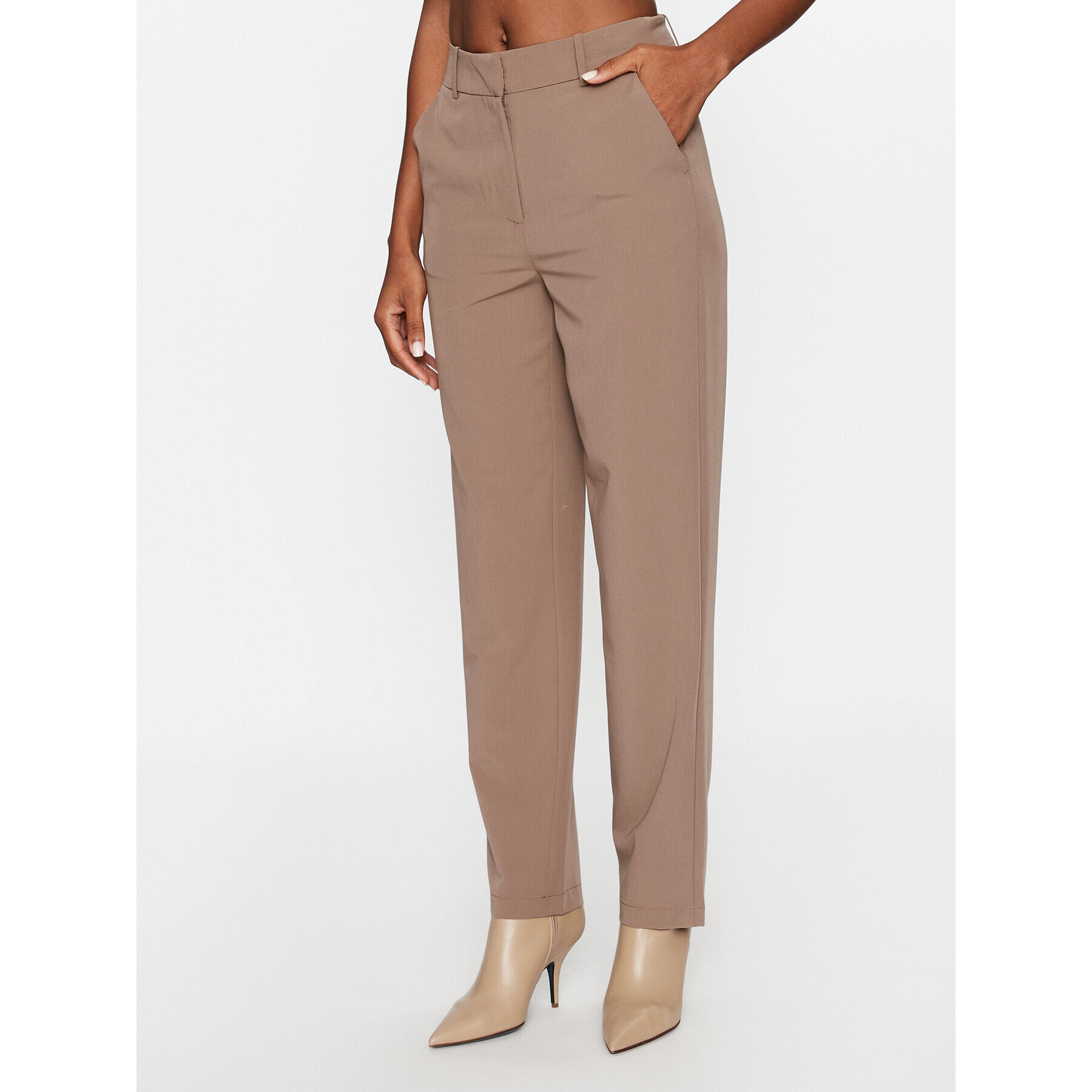 Vero Moda Kalhoty z materiálu 10261257 Hnědá Straight Fit - Pepit.cz