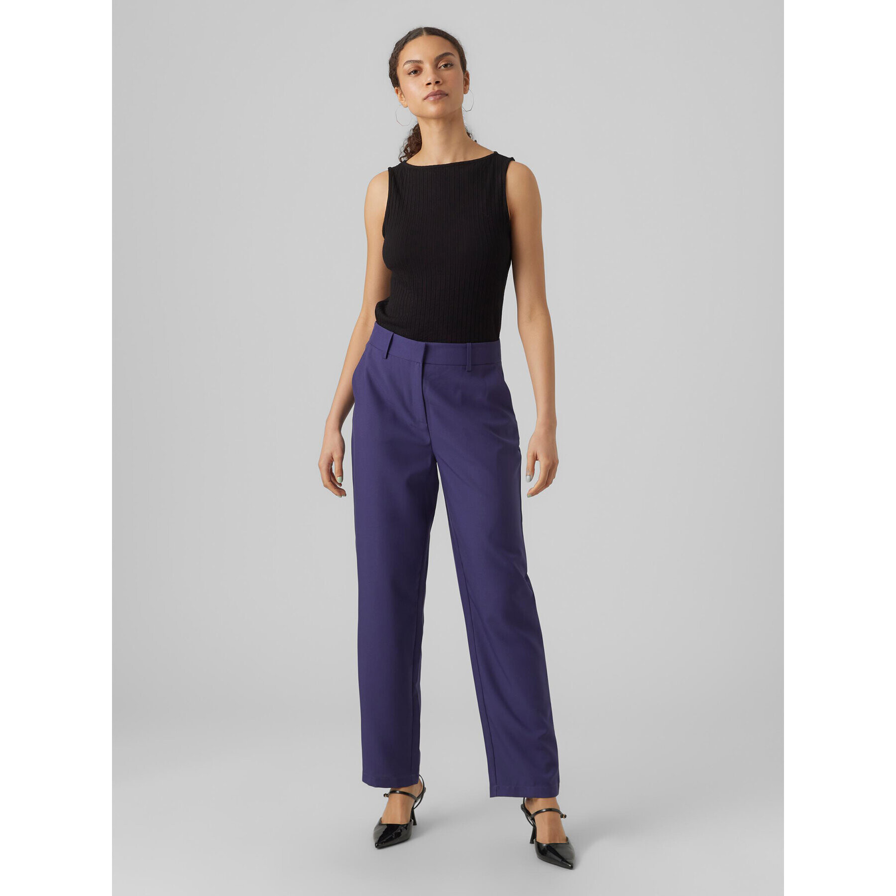 Vero Moda Kalhoty z materiálu 10293210 Tmavomodrá Straight Fit - Pepit.cz