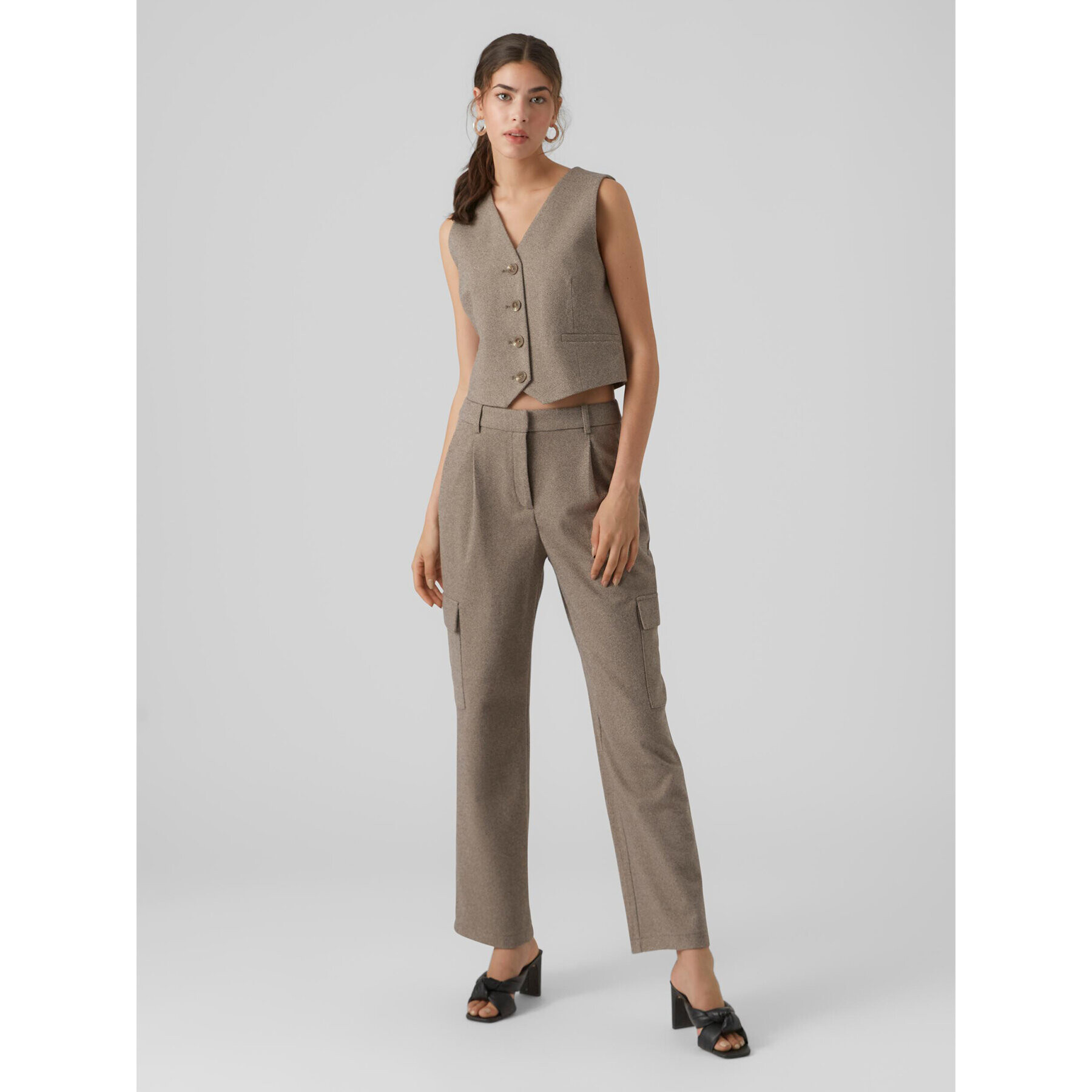 Vero Moda Kalhoty z materiálu 10297422 Šedá Straight Fit - Pepit.cz