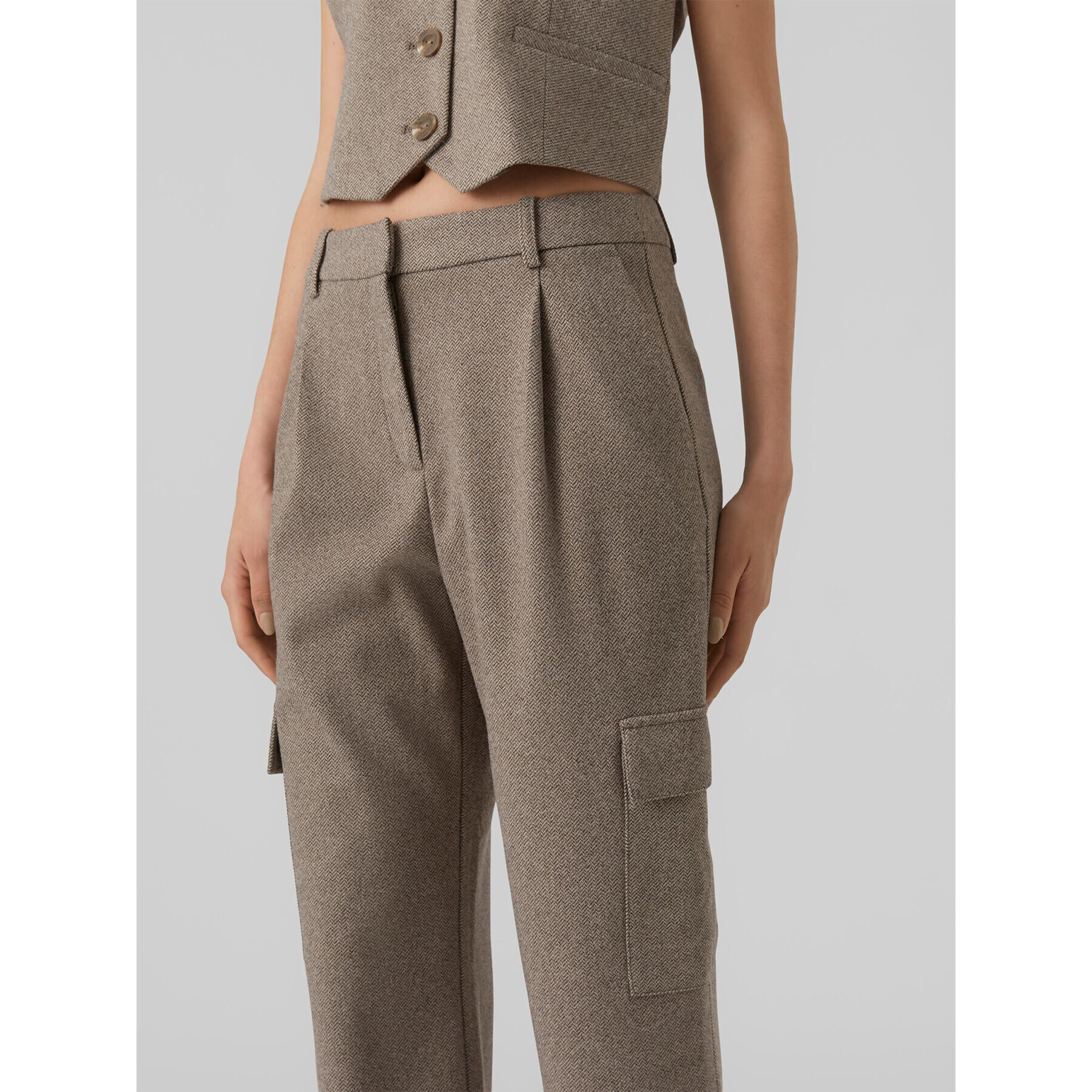 Vero Moda Kalhoty z materiálu 10297422 Šedá Straight Fit - Pepit.cz