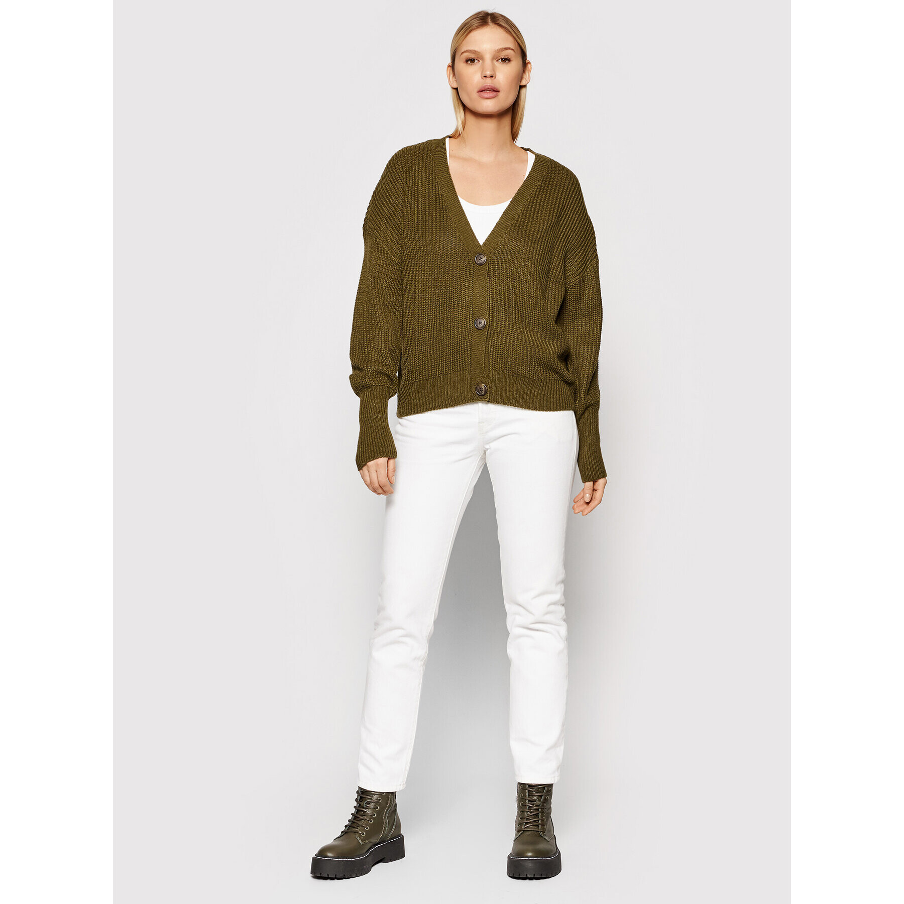 Vero Moda Kardigan Lea 10249632 Zelená Relaxed Fit - Pepit.cz