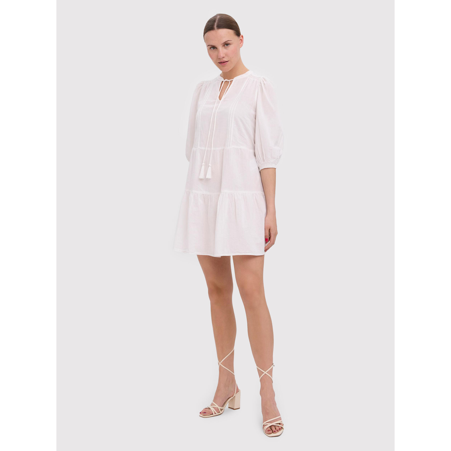 Vero Moda Každodenní šaty Pretty 10266246 Bílá Regular Fit - Pepit.cz