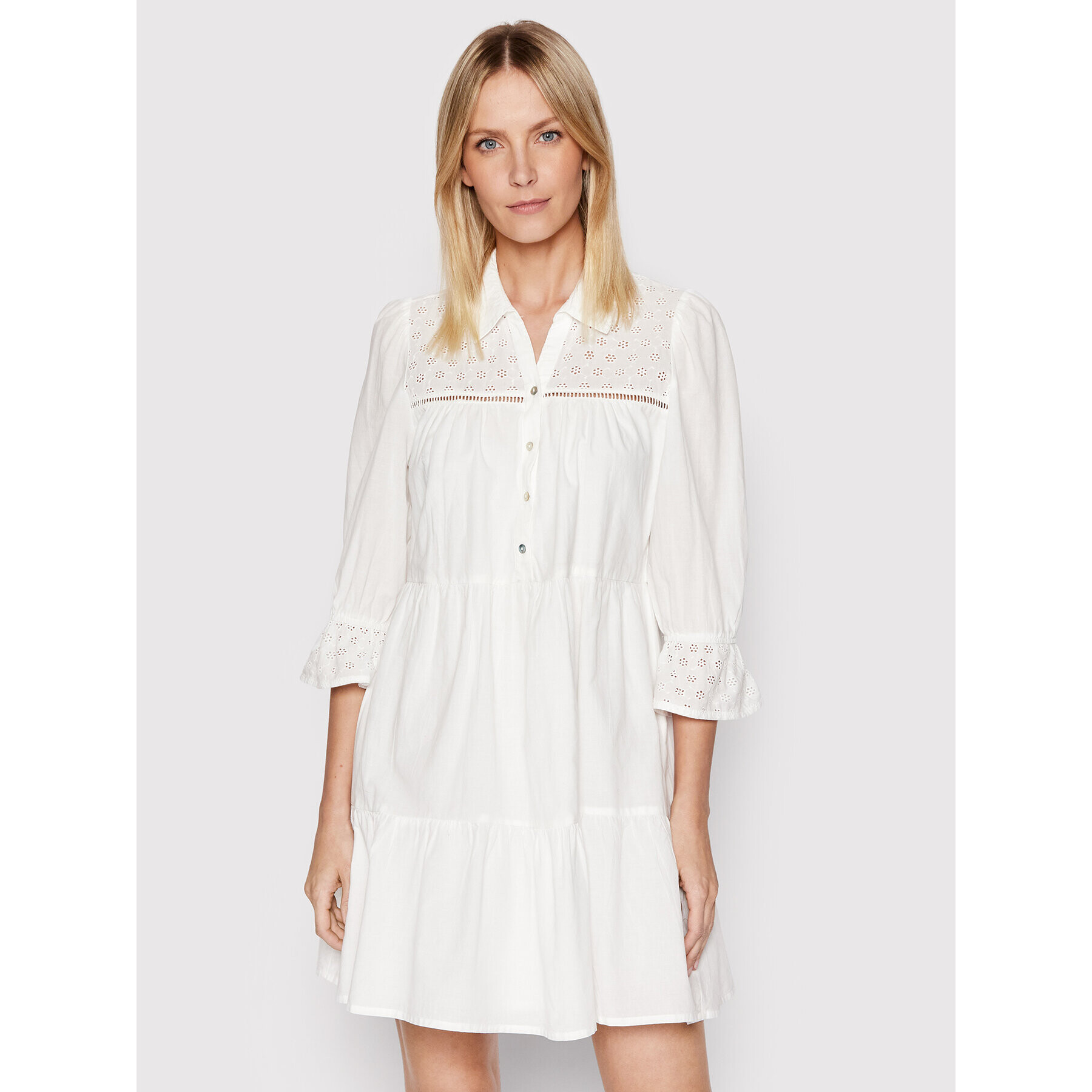 Vero Moda Košilové šaty Amina 10263672 Bílá Relaxed Fit - Pepit.cz