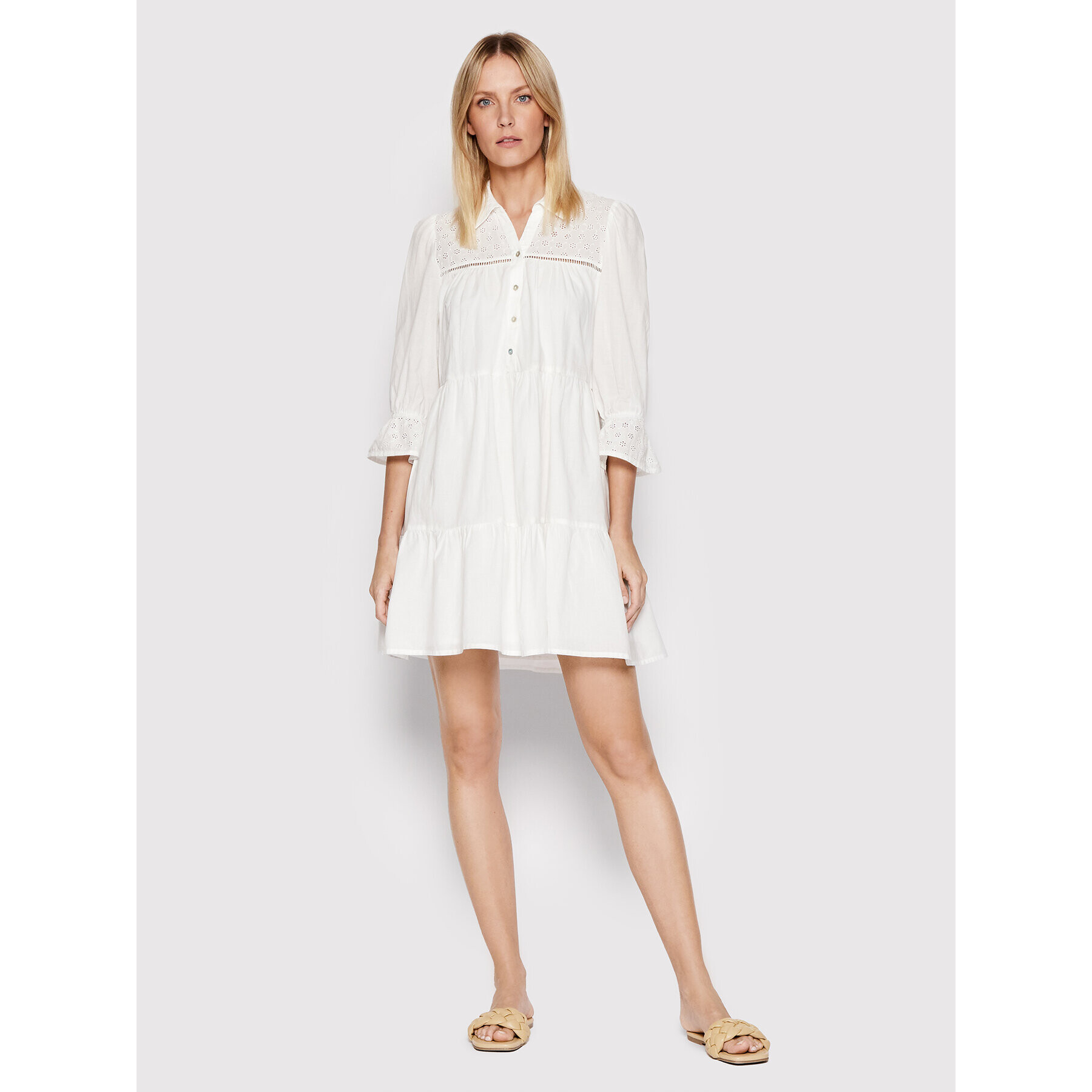 Vero Moda Košilové šaty Amina 10263672 Bílá Relaxed Fit - Pepit.cz