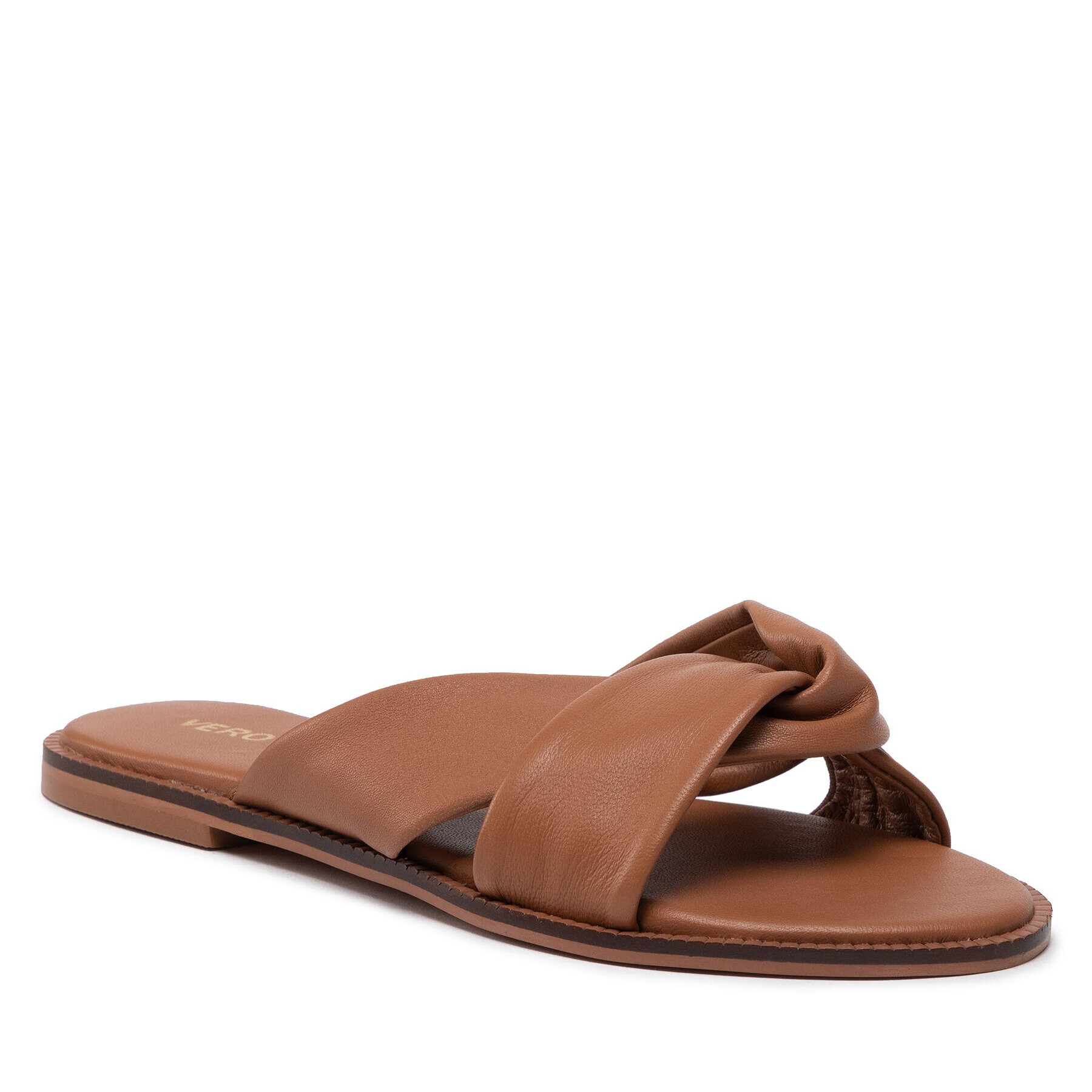 Vero Moda Nazouváky Vmsmooth Leather Sandal 10265527 Hnědá - Pepit.cz