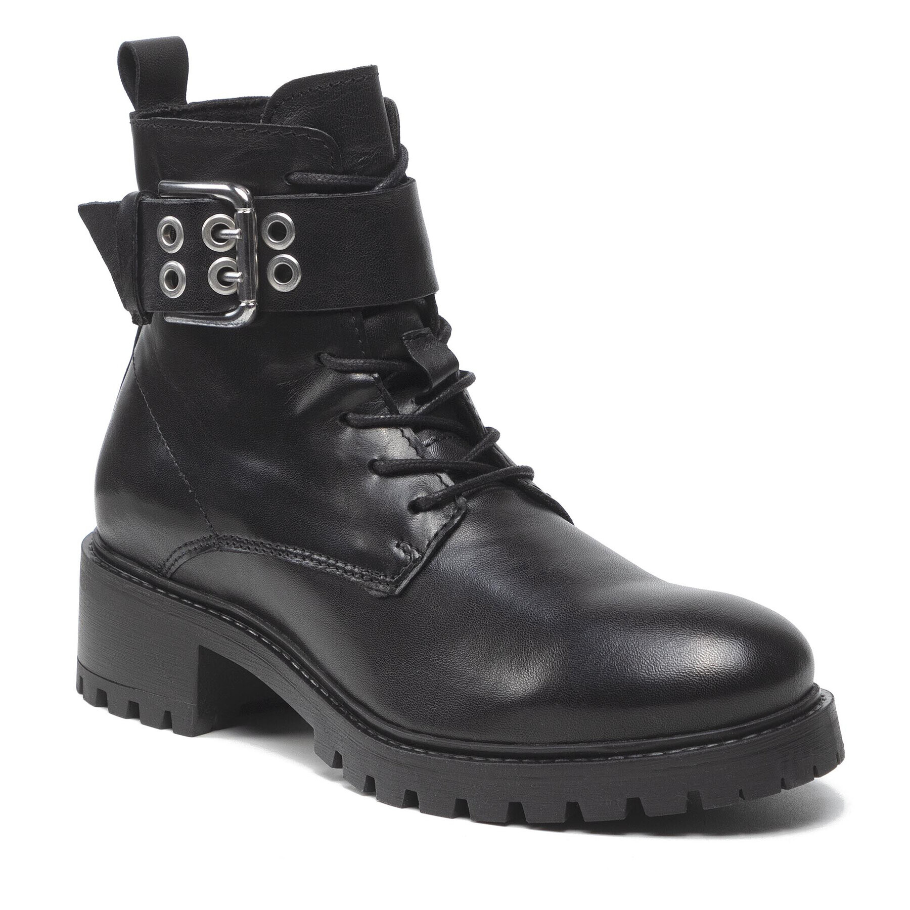 Vero Moda Polokozačky Vmrough Leather Boot 10264287 Černá - Pepit.cz