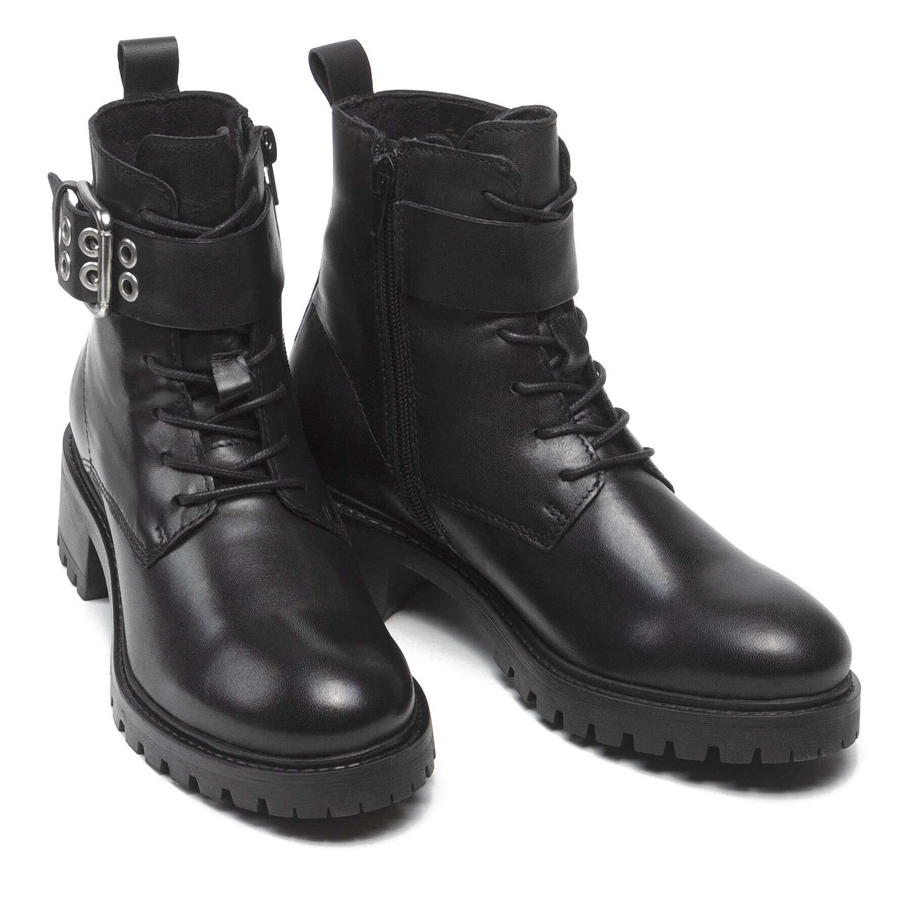 Vero Moda Polokozačky Vmrough Leather Boot 10264287 Černá - Pepit.cz