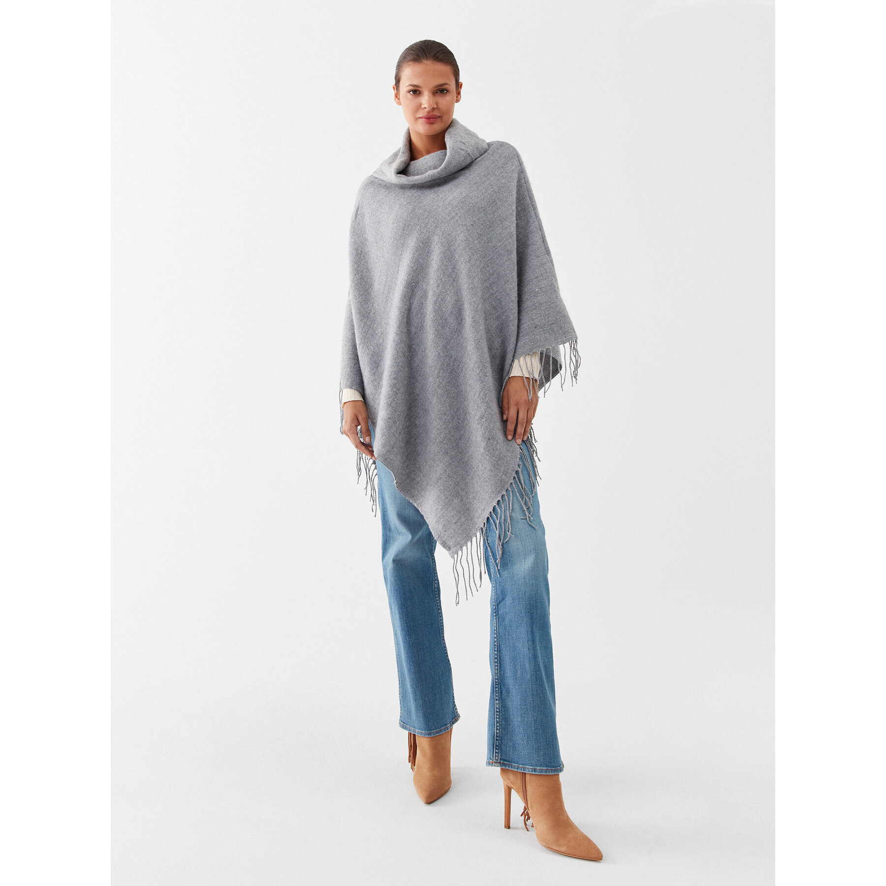 Vero Moda Pončo Kleo 10253817 Šedá Relaxed Fit - Pepit.cz