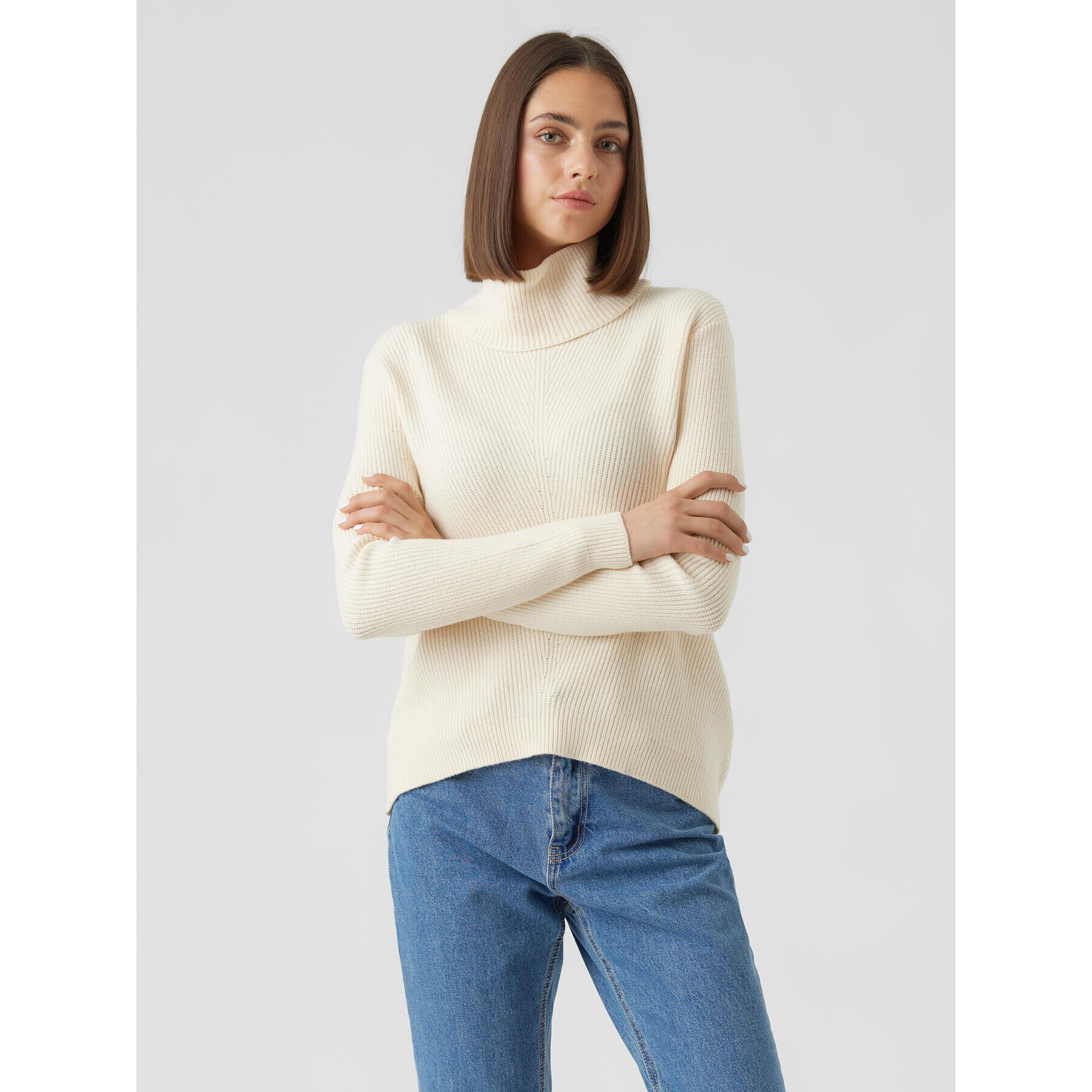 Vero Moda Rolák Holly 10268920 Écru Relaxed Fit - Pepit.cz