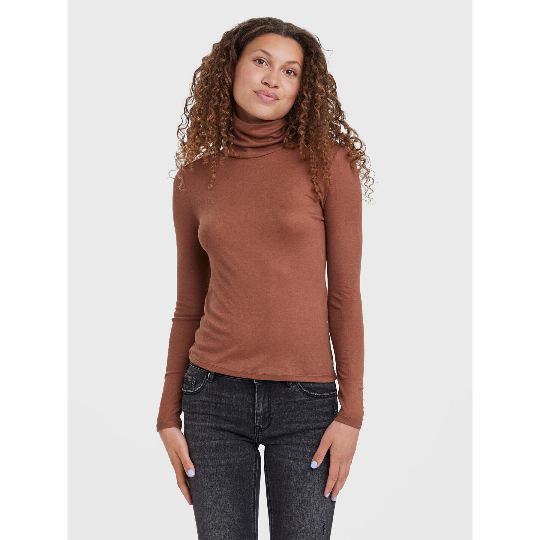 Vero Moda Rolák Mella 10271620 Hnědá Regular Fit - Pepit.cz