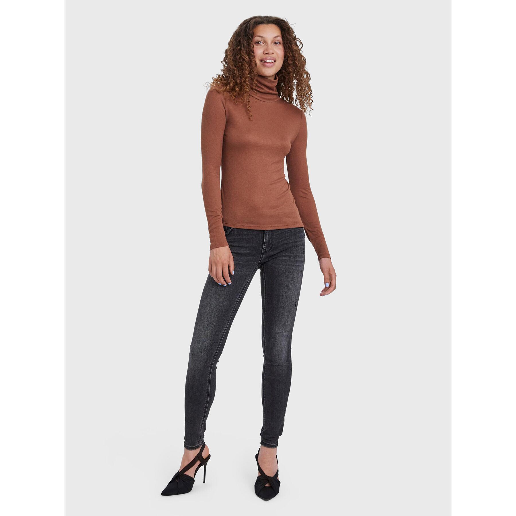 Vero Moda Rolák Mella 10271620 Hnědá Regular Fit - Pepit.cz