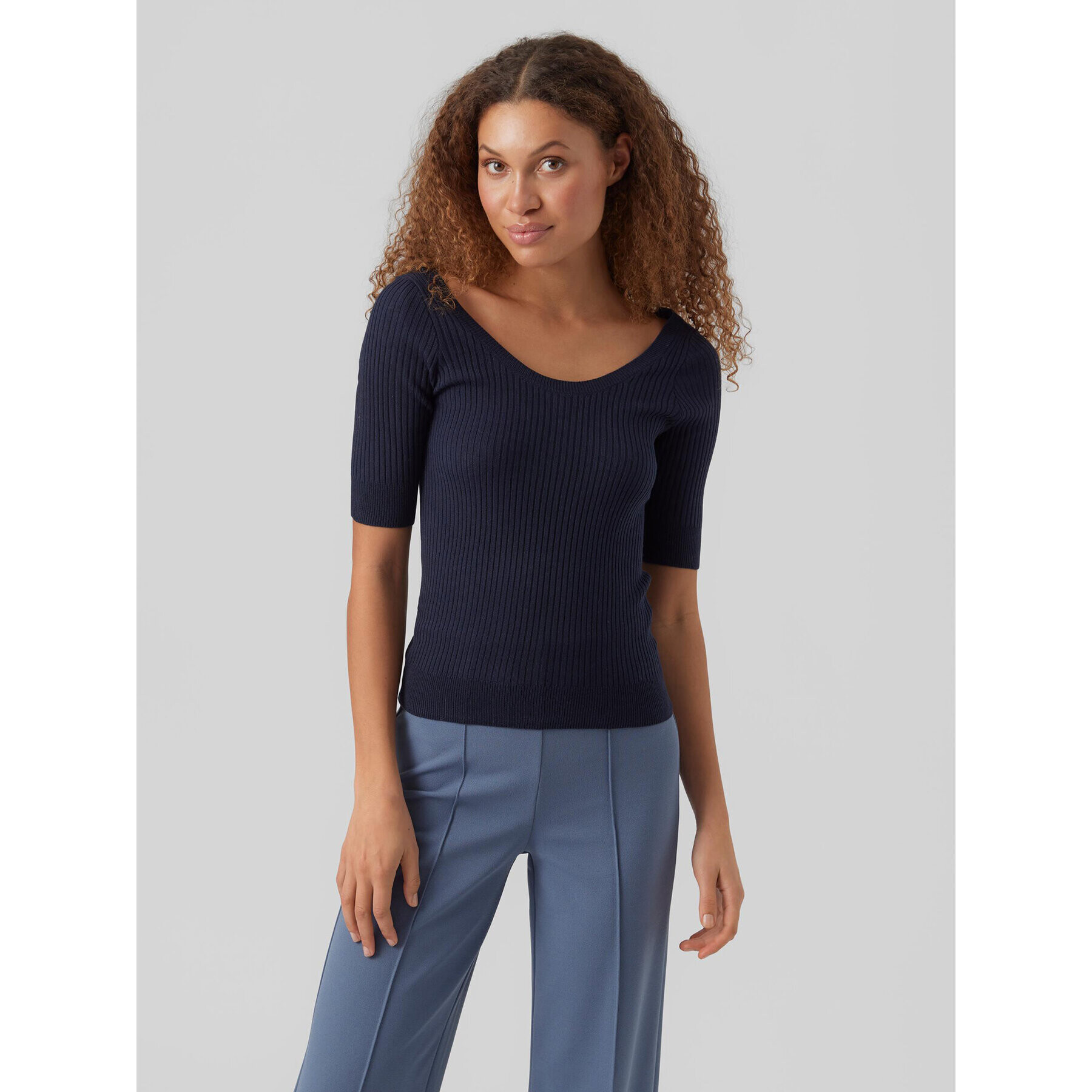 Vero Moda Svetr Estela 10277850 Tmavomodrá Slim Fit - Pepit.cz