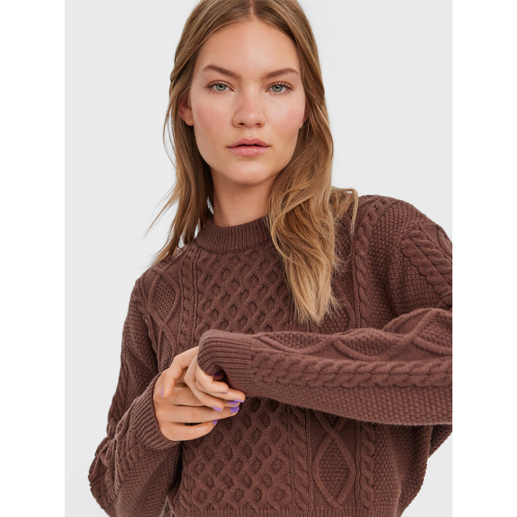 Vero Moda Svetr Ayla 10274866 Hnědá Relaxed Fit - Pepit.cz