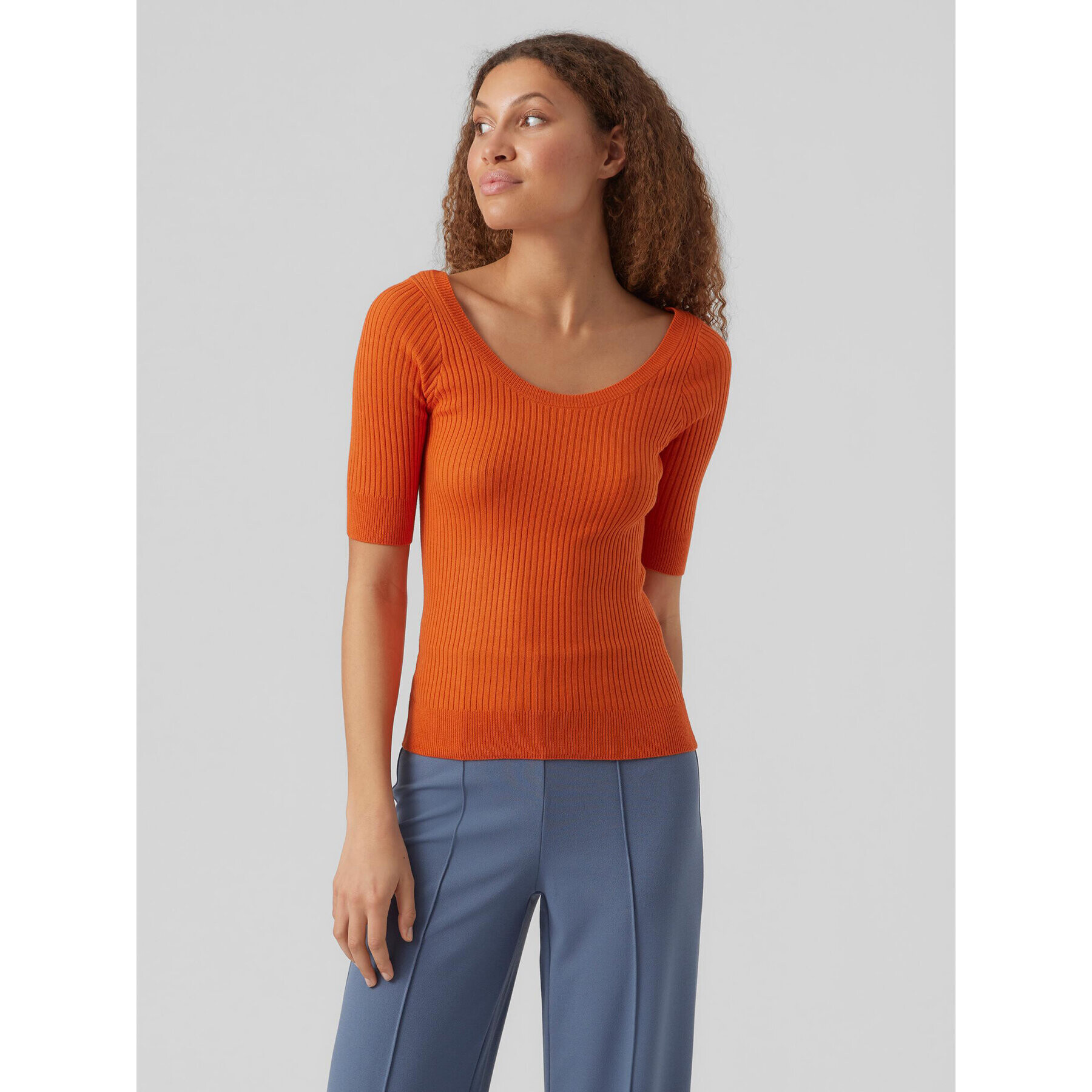 Vero Moda Svetr Estela 10277850 Oranžová Slim Fit - Pepit.cz