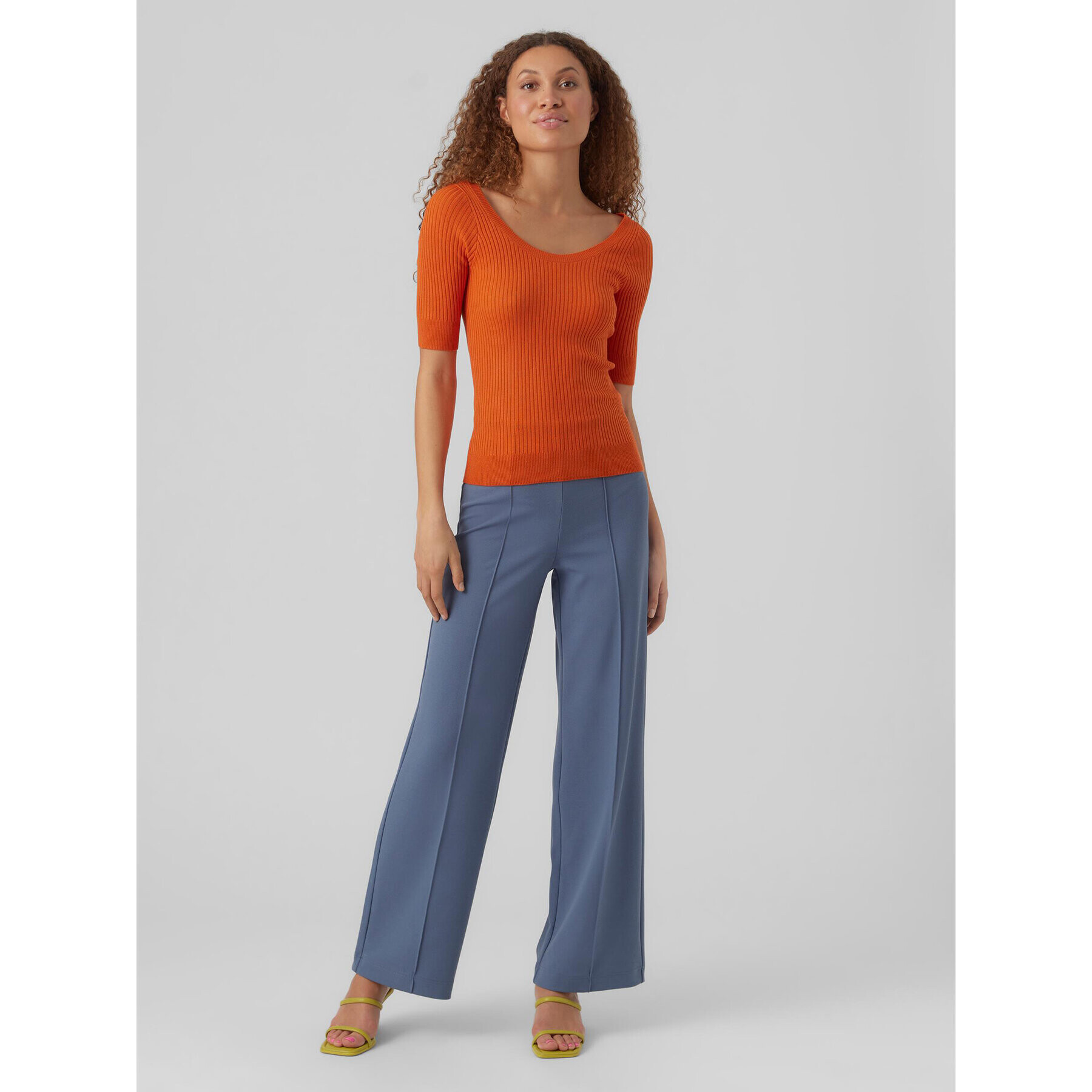 Vero Moda Svetr Estela 10277850 Oranžová Slim Fit - Pepit.cz