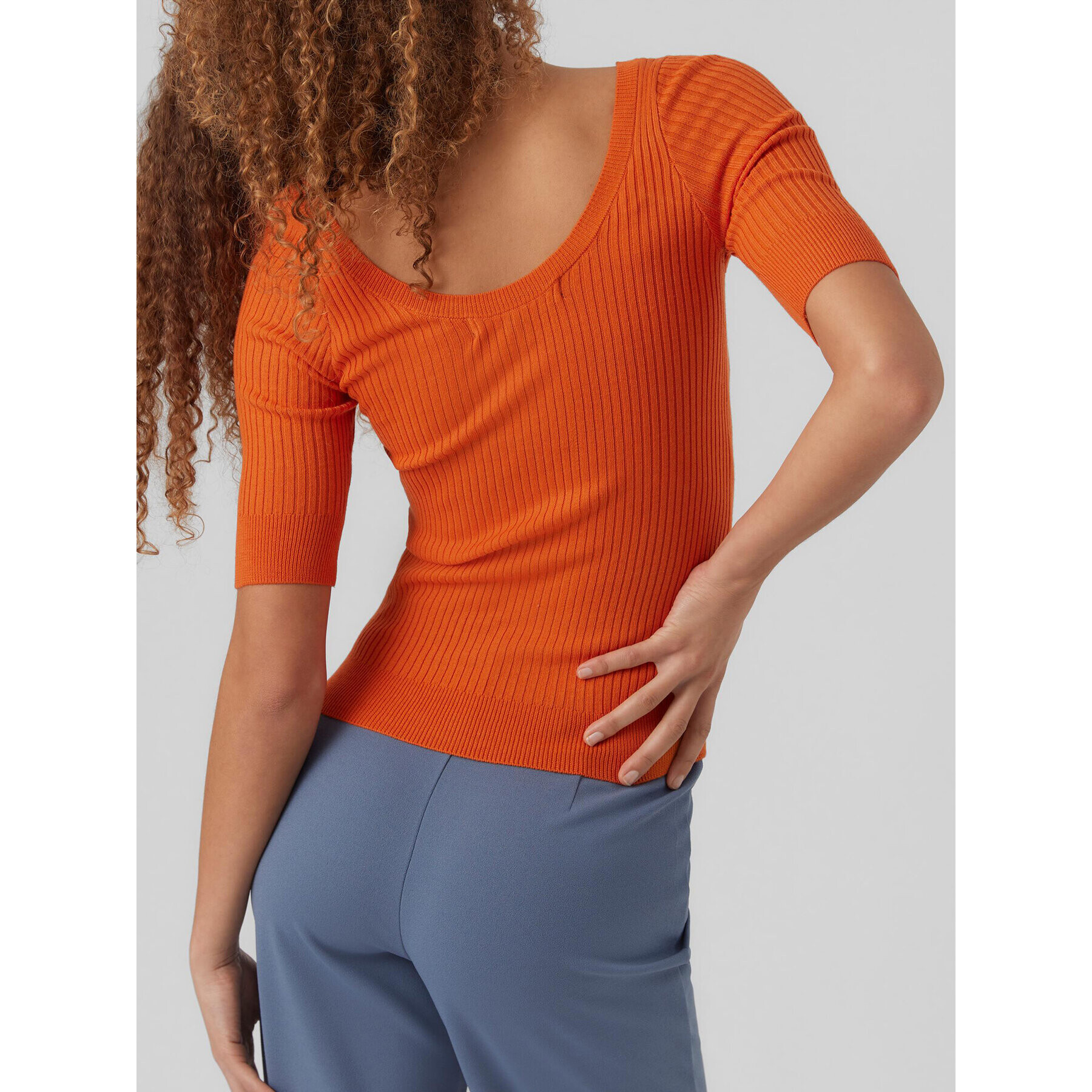 Vero Moda Svetr Estela 10277850 Oranžová Slim Fit - Pepit.cz