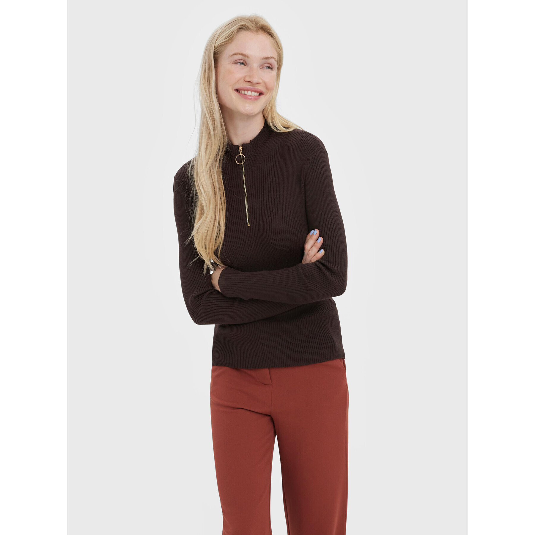 Vero Moda Svetr Evie 10269110 Hnědá Slim Fit - Pepit.cz