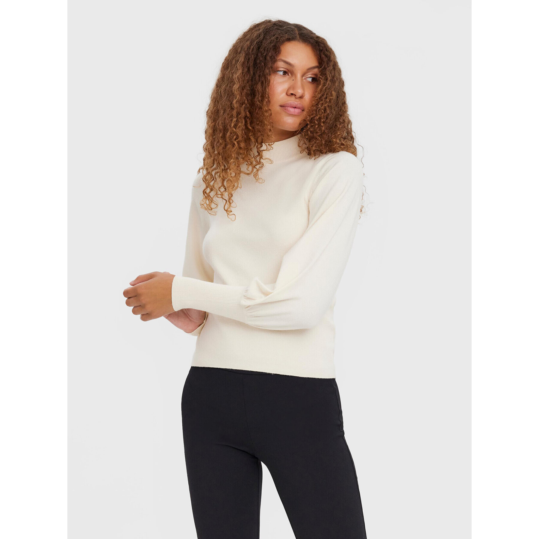 Vero Moda Svetr Holly Karis 10268022 Écru Regular Fit - Pepit.cz