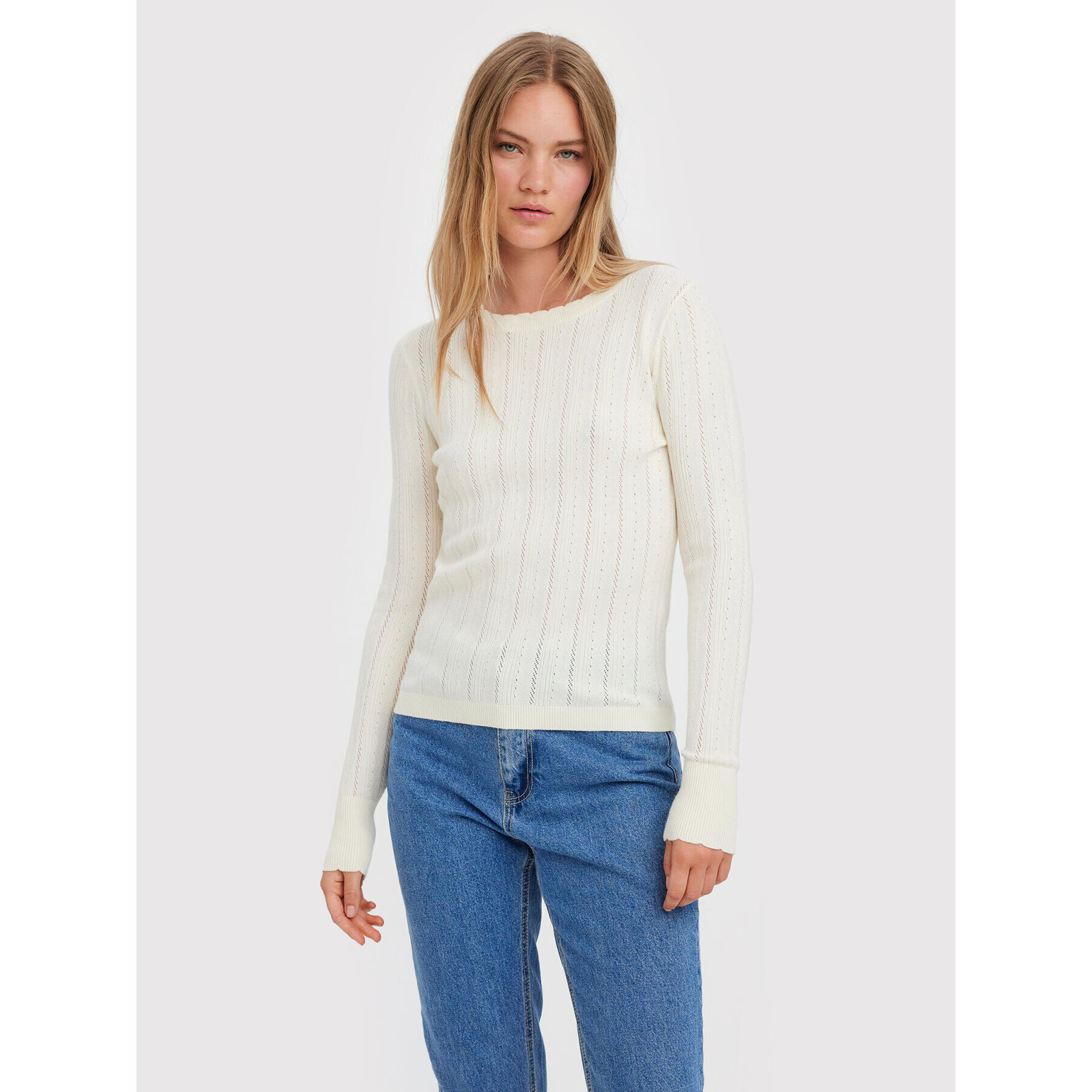 Vero Moda Svetr Karis 10268004 Écru Regular Fit - Pepit.cz