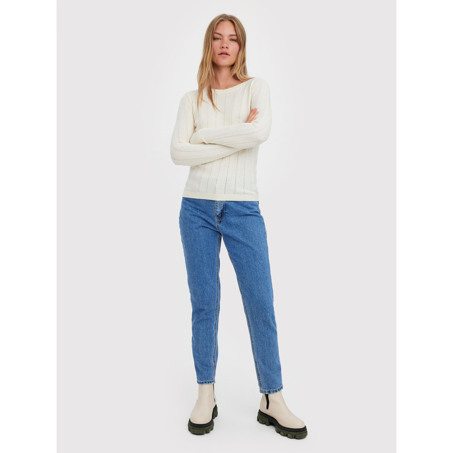 Vero Moda Svetr Karis 10268004 Écru Regular Fit - Pepit.cz