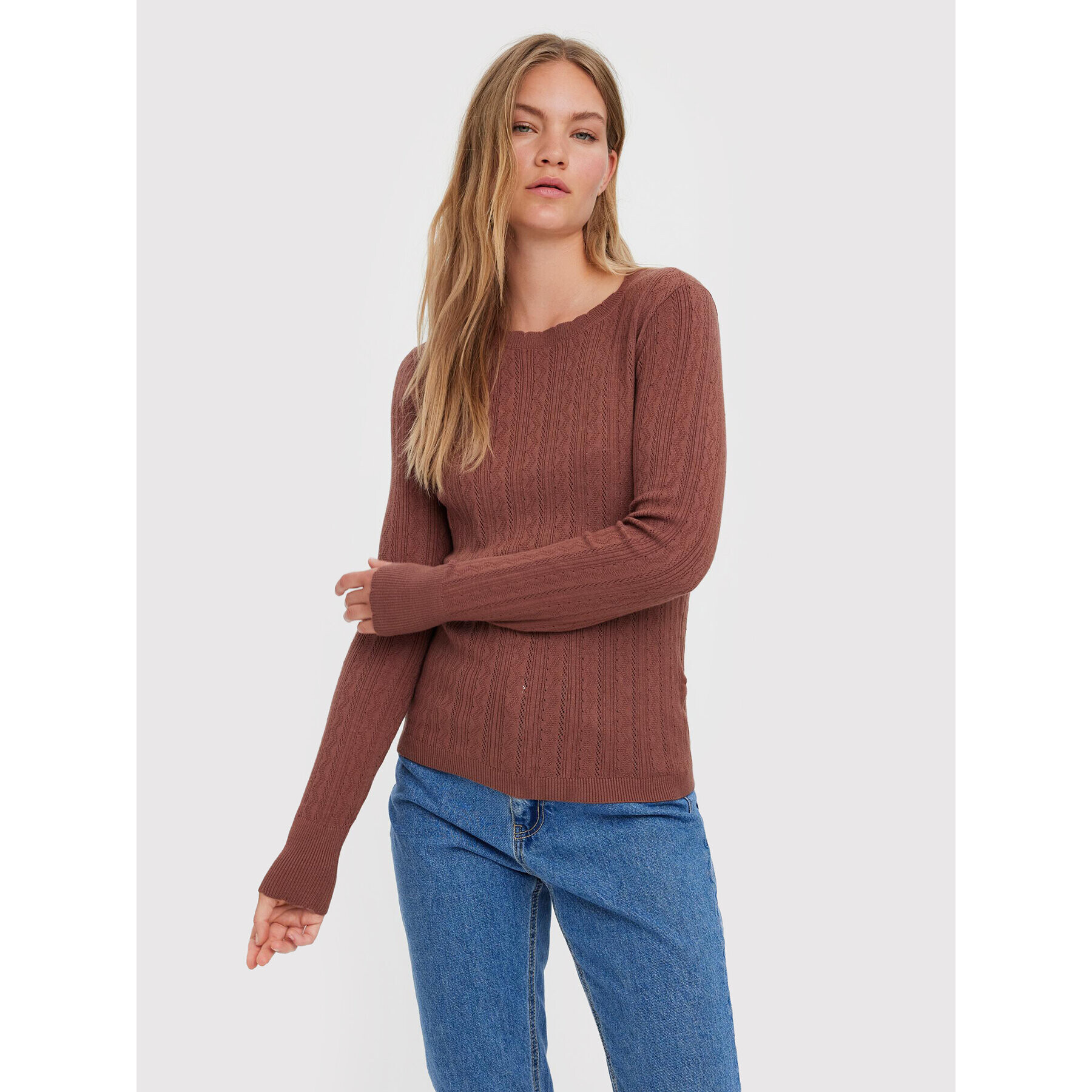 Vero Moda Svetr Karis 10268004 Hnědá Regular Fit - Pepit.cz