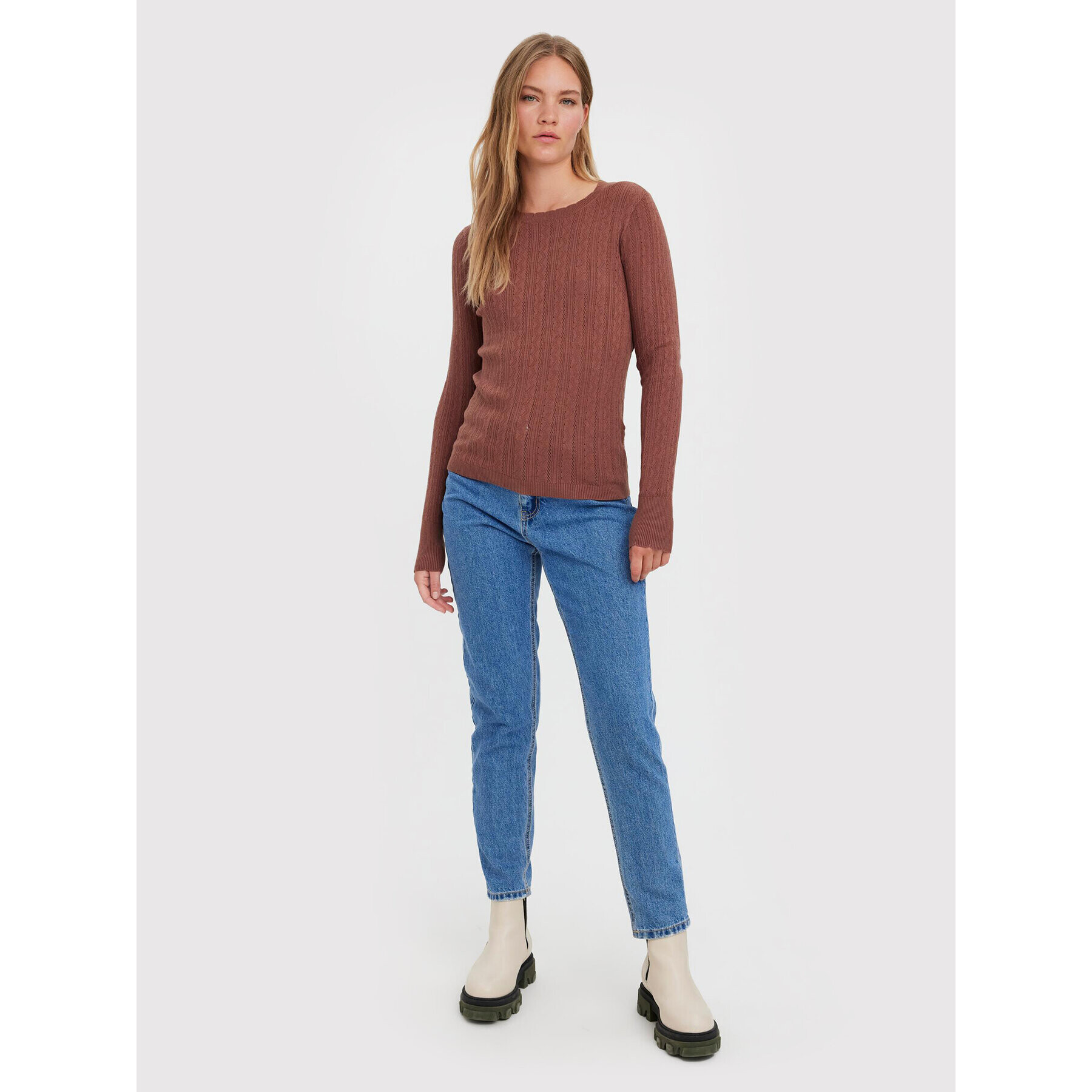 Vero Moda Svetr Karis 10268004 Hnědá Regular Fit - Pepit.cz