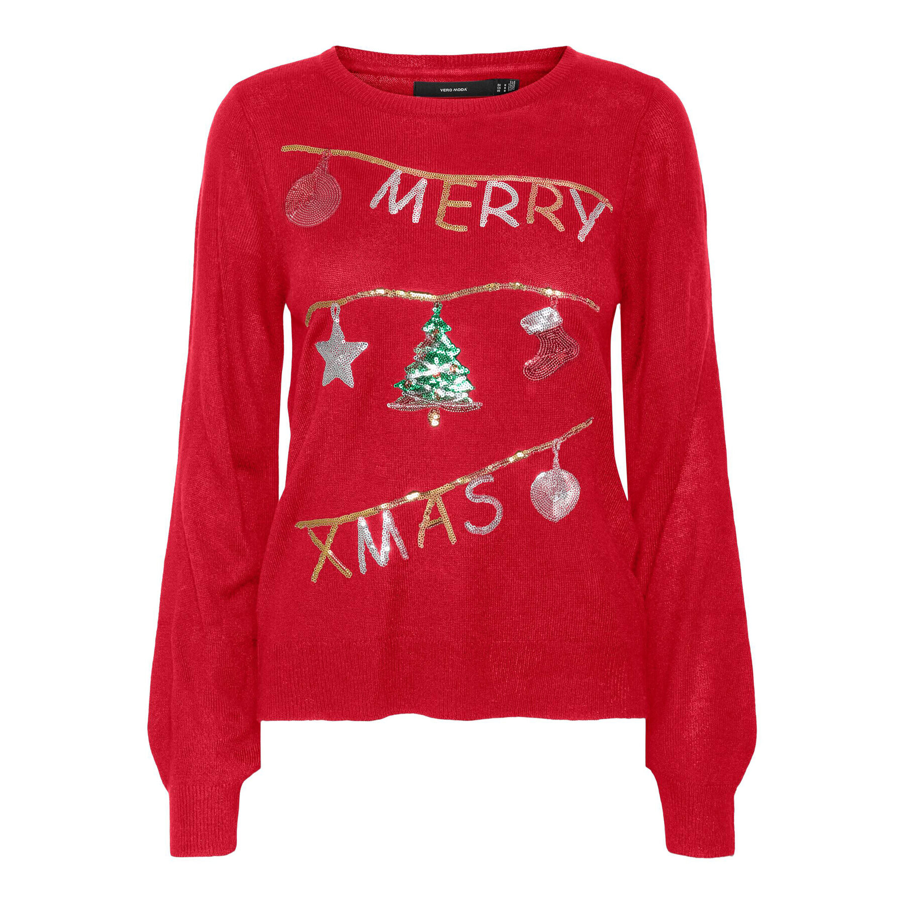 Vero Moda Svetr Merryxmas 10272463 Červená Regular Fit - Pepit.cz