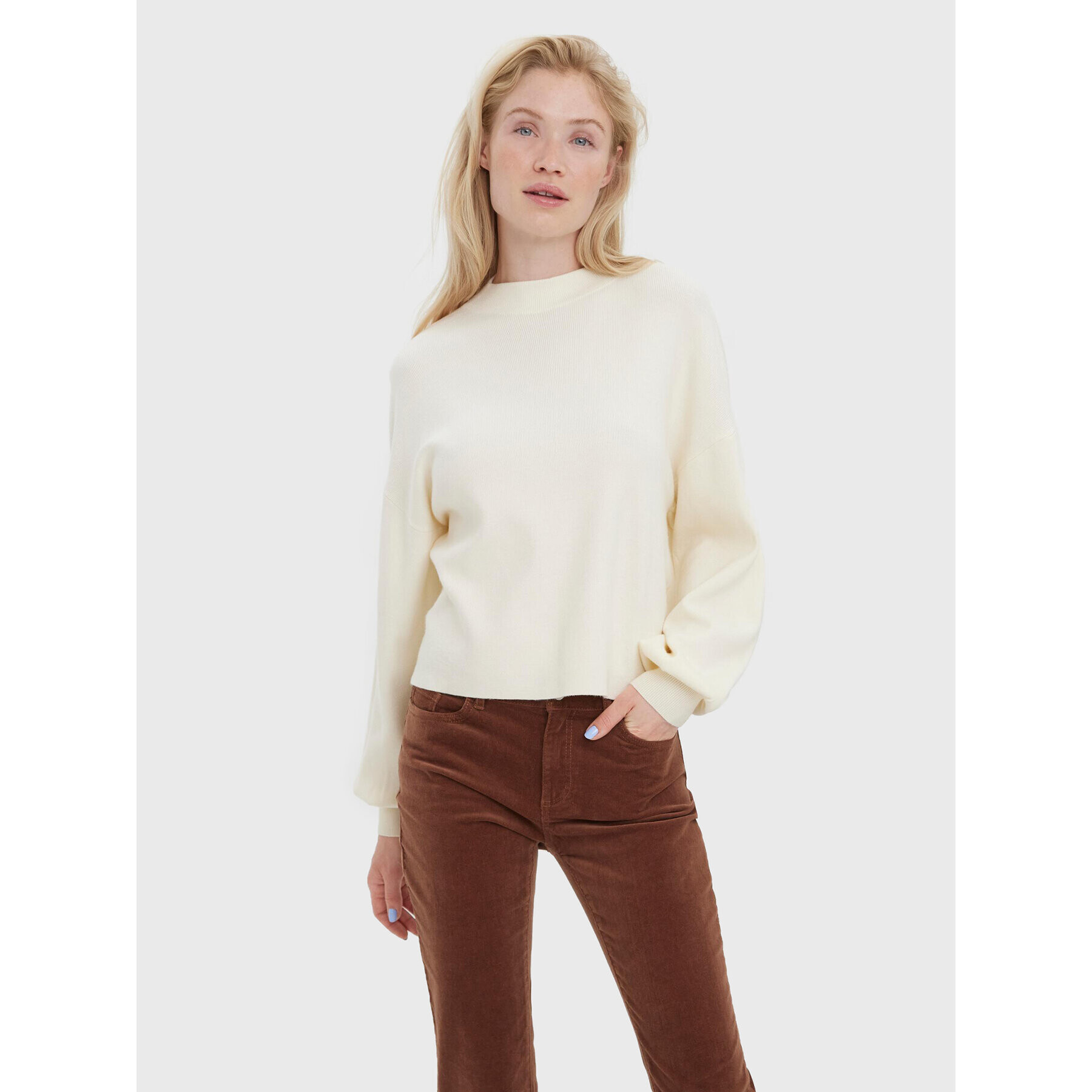 Vero Moda Svetr Nancy 10268604 Écru Regular Fit - Pepit.cz