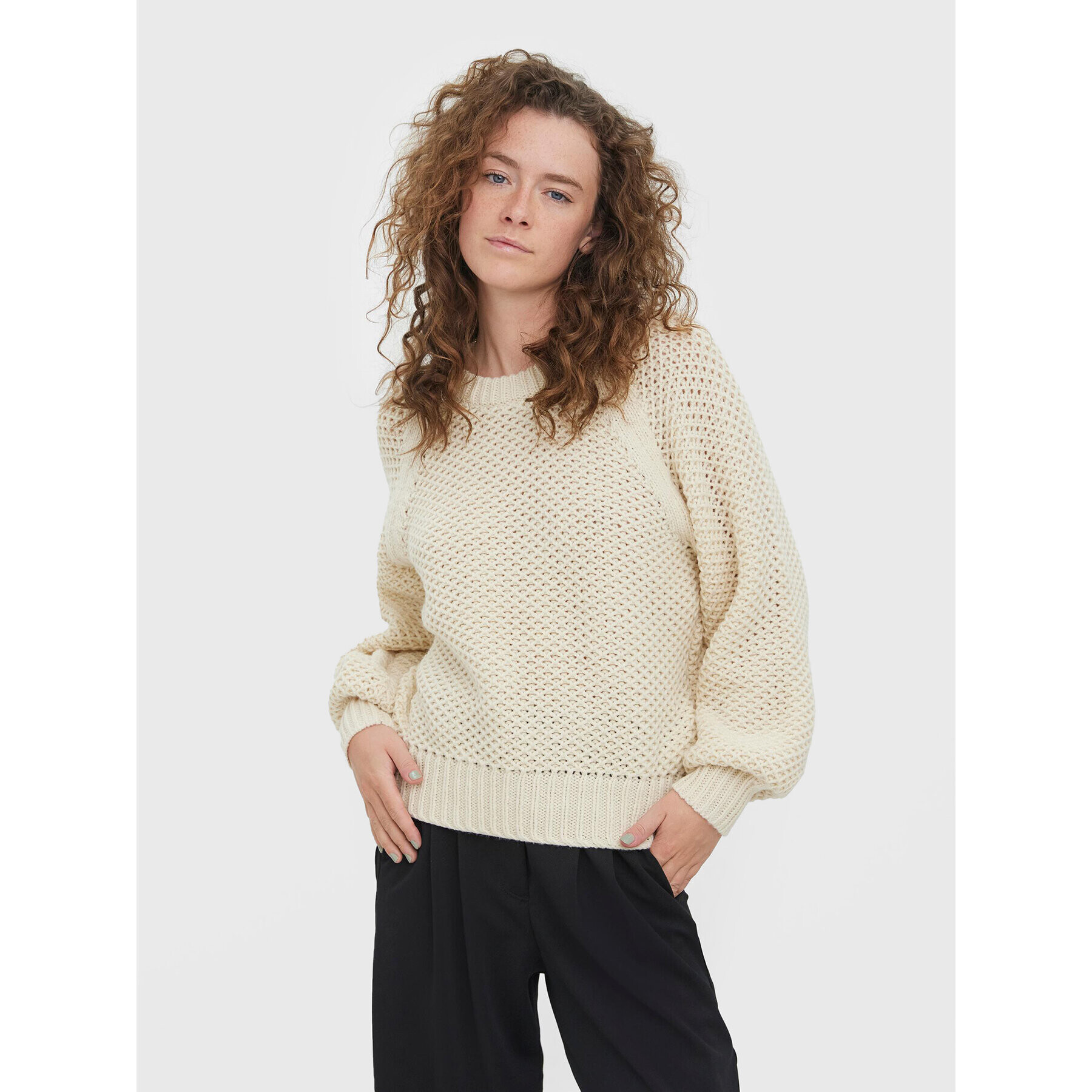 Vero Moda Svetr Vertie 10271197 Écru Relaxed Fit - Pepit.cz