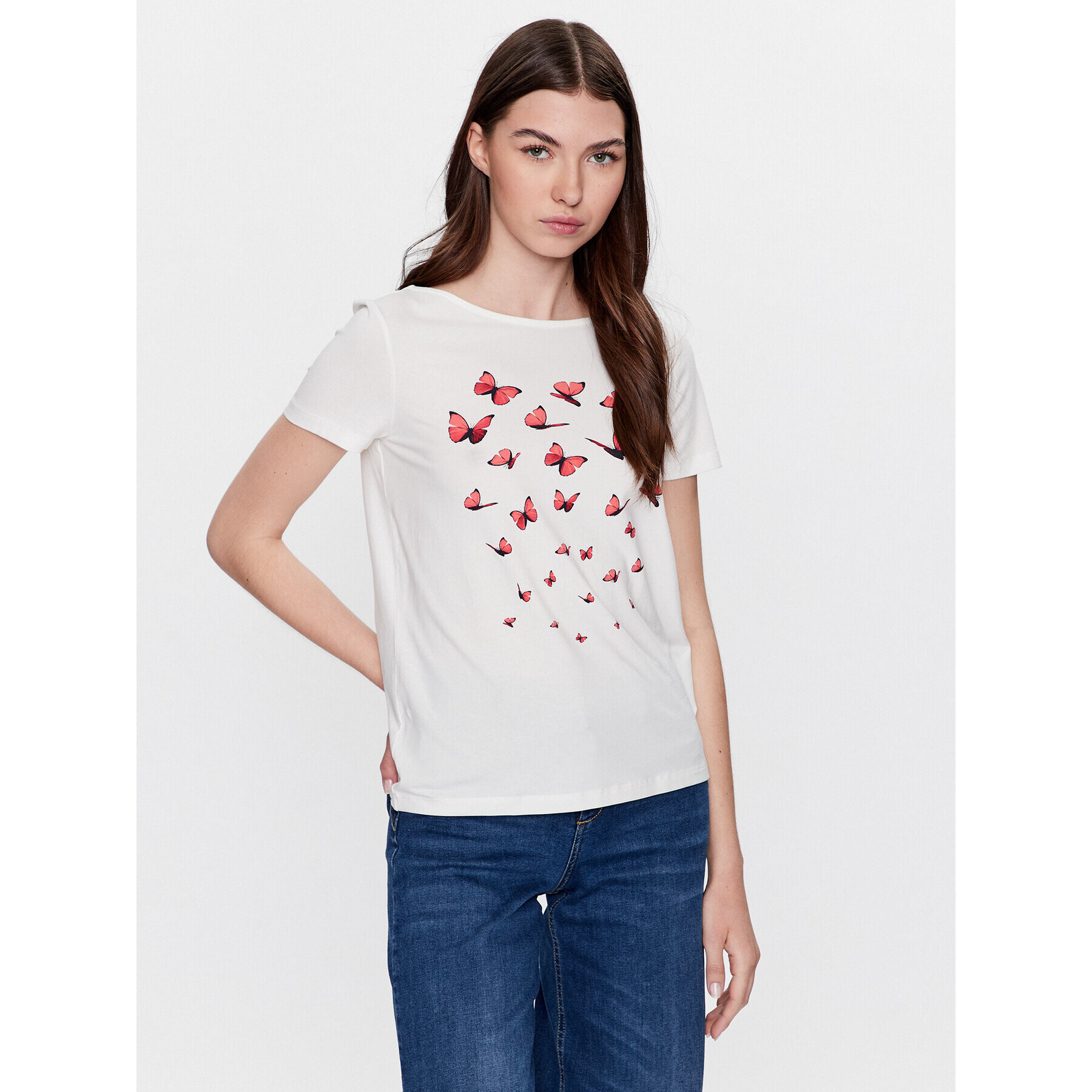 Vero Moda T-Shirt Siv 10282877 Bílá Regular Fit - Pepit.cz