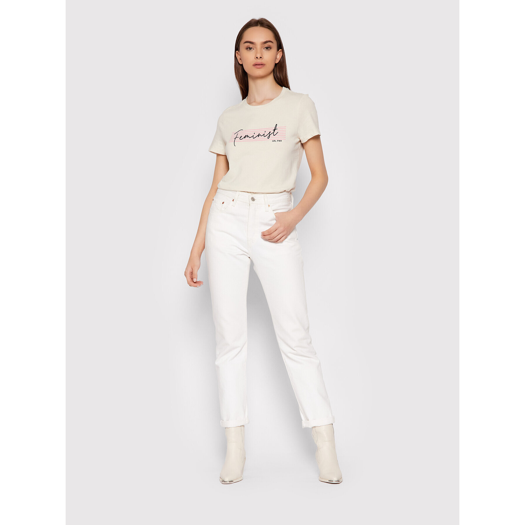 Vero Moda T-Shirt Feminist 10262918 Béžová Regular Fit - Pepit.cz