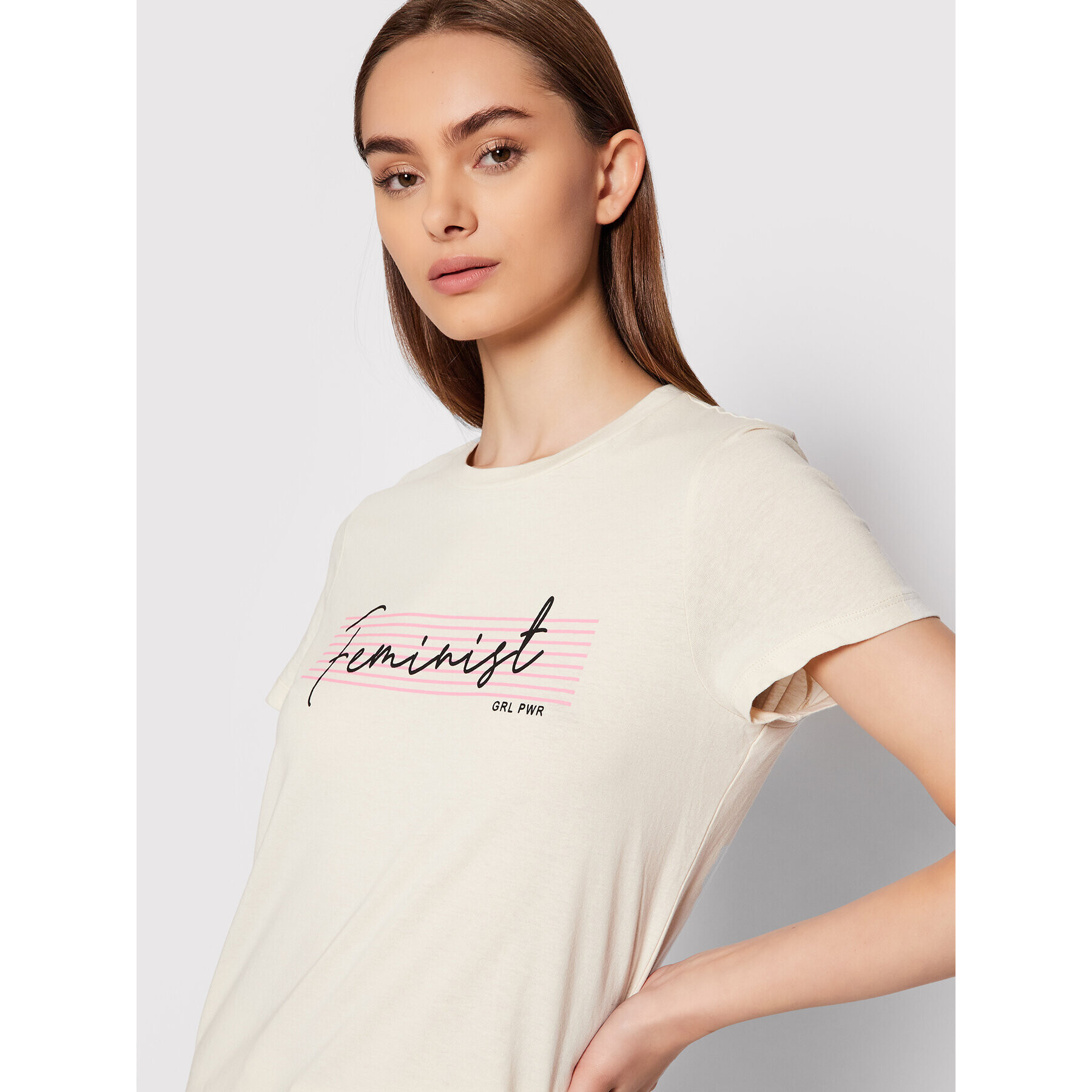 Vero Moda T-Shirt Feminist 10262918 Béžová Regular Fit - Pepit.cz