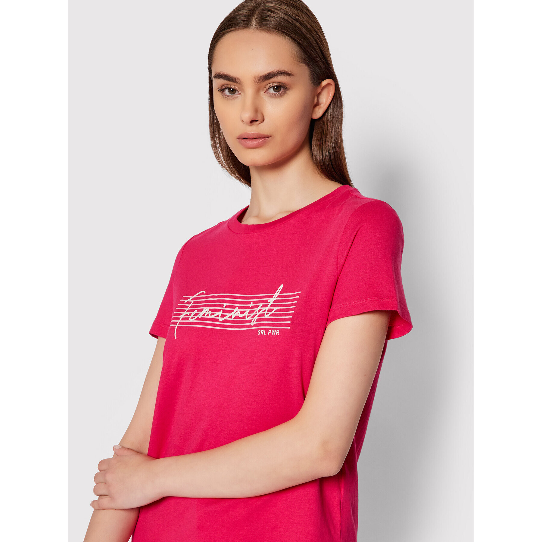 Vero Moda T-Shirt Feminist 10262918 Růžová Regular Fit - Pepit.cz