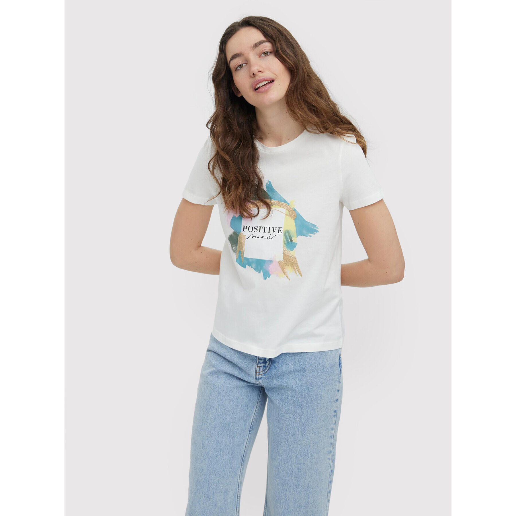 Vero Moda T-Shirt Hina Francis 10261645 Bílá Regular Fit - Pepit.cz